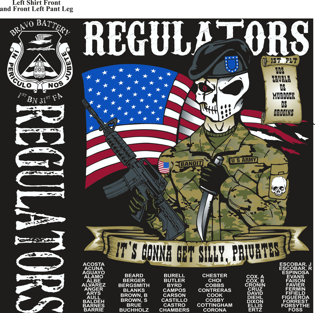 Platoon Shirts (2nd generation print) BRAVO 1ST 31ST REGULATORS OCT 2017
