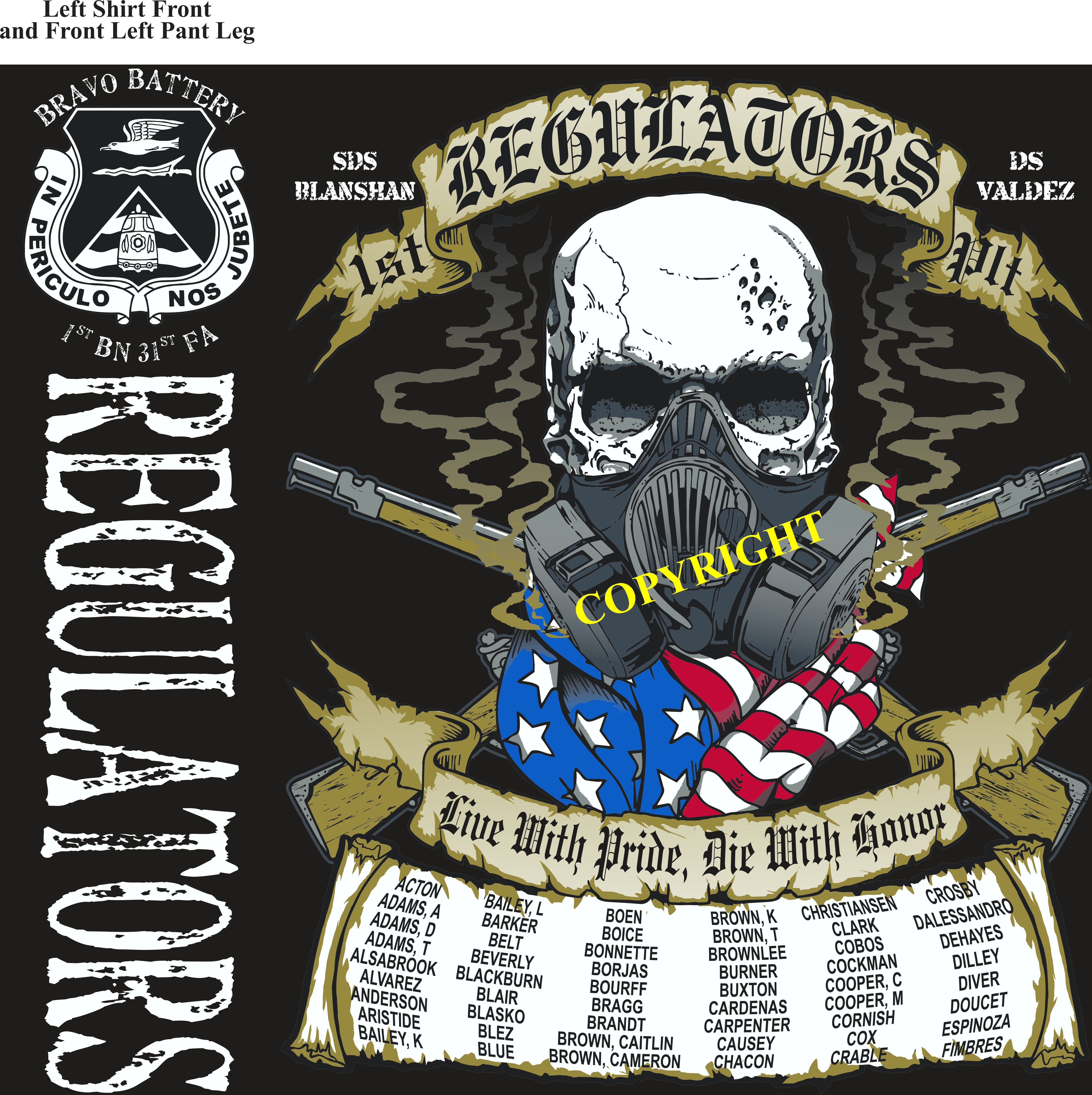Platoon Shirts (2nd generation print) BRAVO 1st 31st REGULATORS OCT 2018