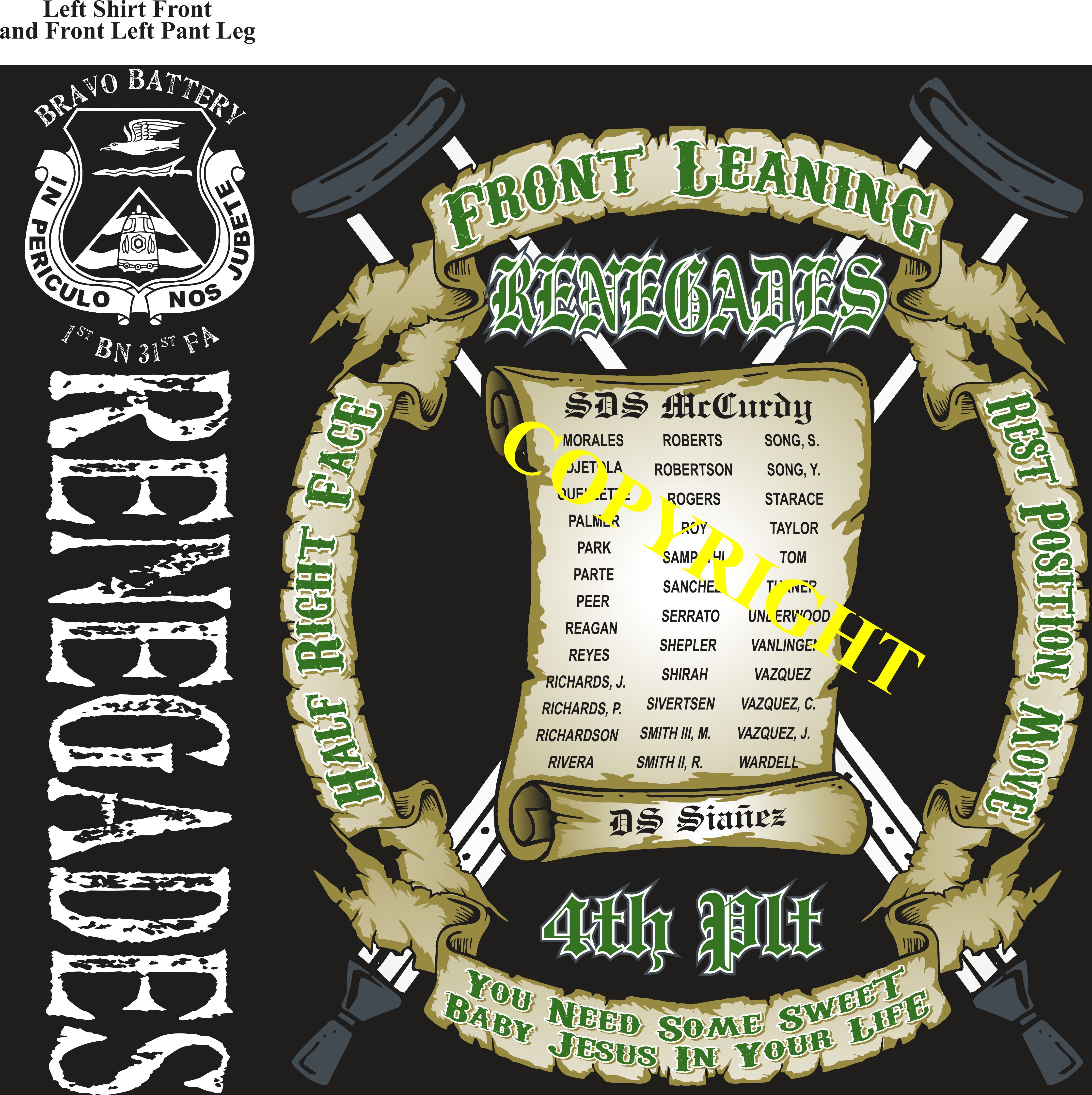 Platoon Shirts (2nd generation print) BRAVO 1st 31st RENEGADES MAY 2019
