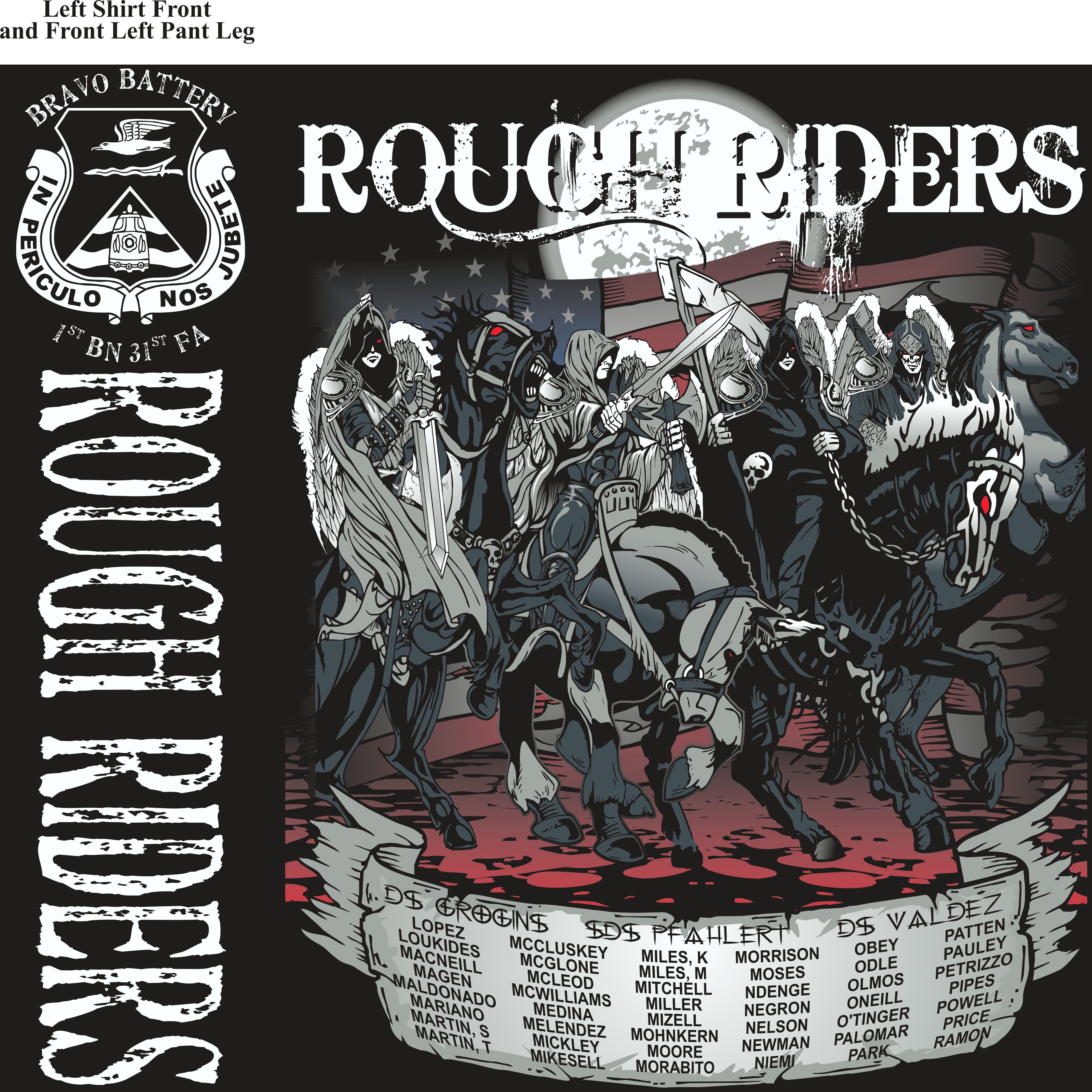 Platoon Shirts (2nd generation print) BRAVO 1st 31st ROUGH RIDERS AUG 2018