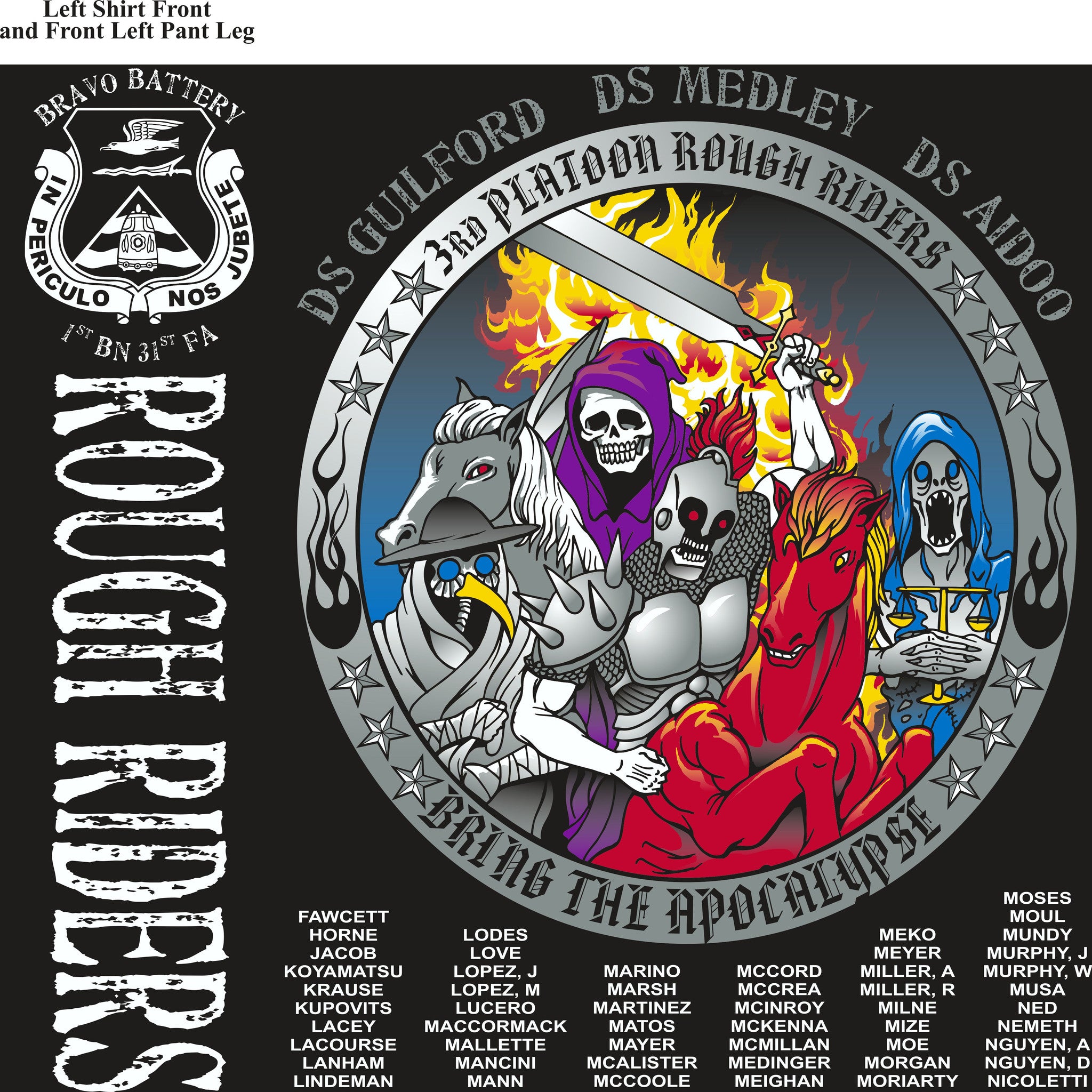 PLATOON SHIRTS (2nd generation print) BRAVO 1st 31st ROUGH RIDERS DEC 2016