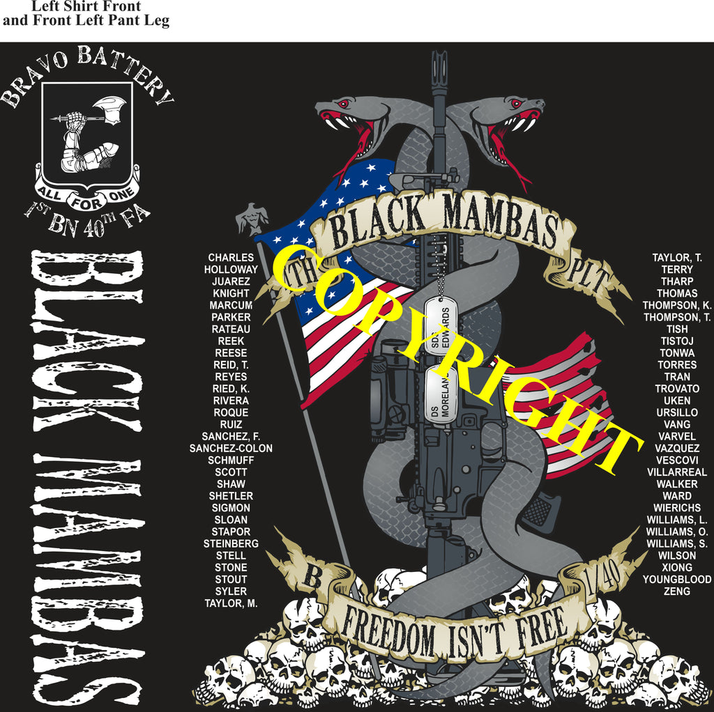 Platoon Shirts (2nd generation print) BRAVO 1st 40th BLACK MAMBAS NOV 2019