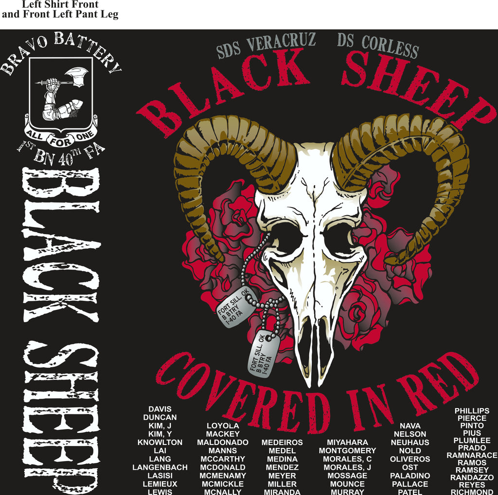 Platoon Shirts (2nd generation print) BRAVO 1st 40th BLACK SHEEP AUG 2018