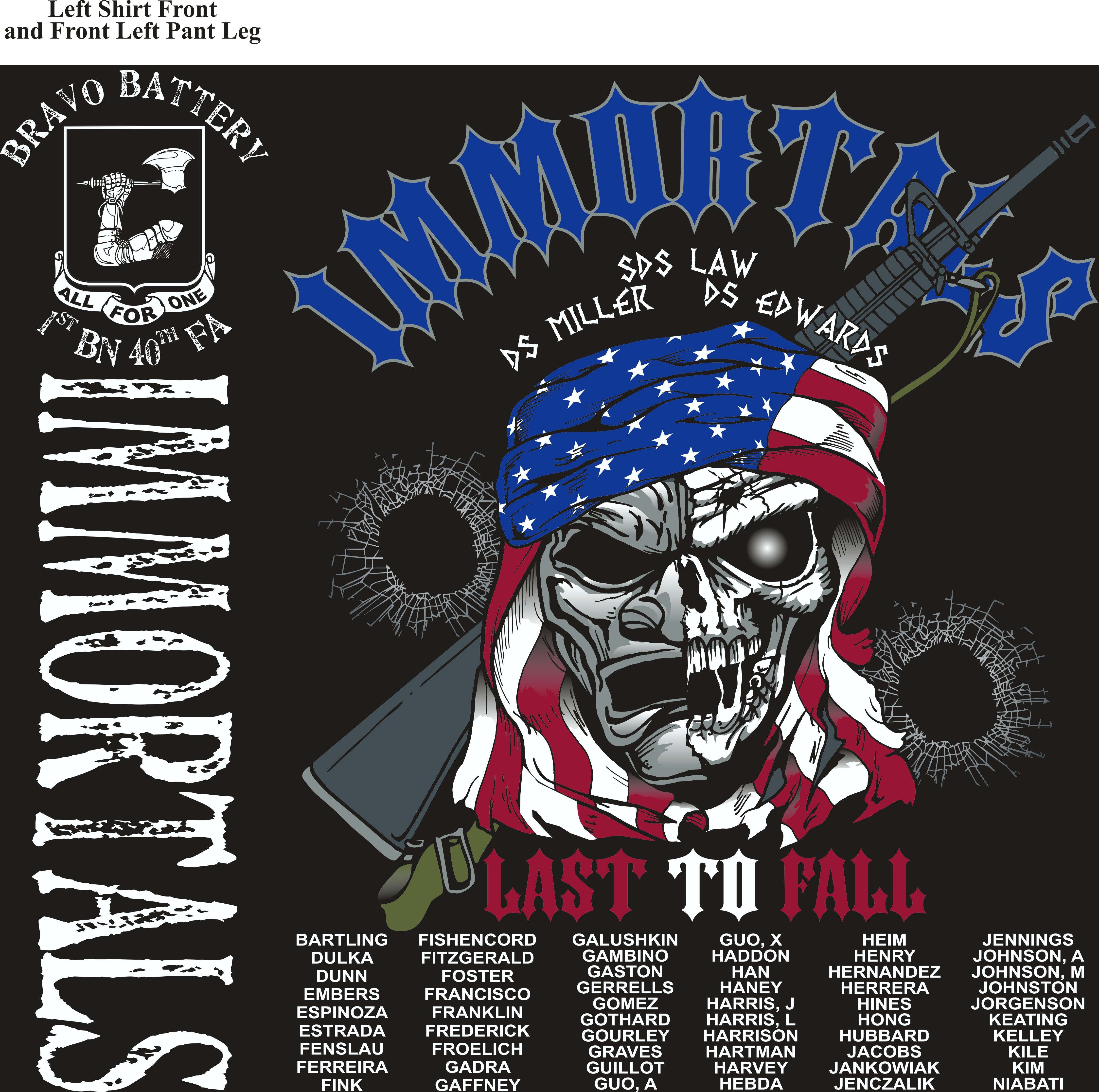 Platoon Shirts (2nd generation print) BRAVO 1st 40th IMMORTALS AUG 2018