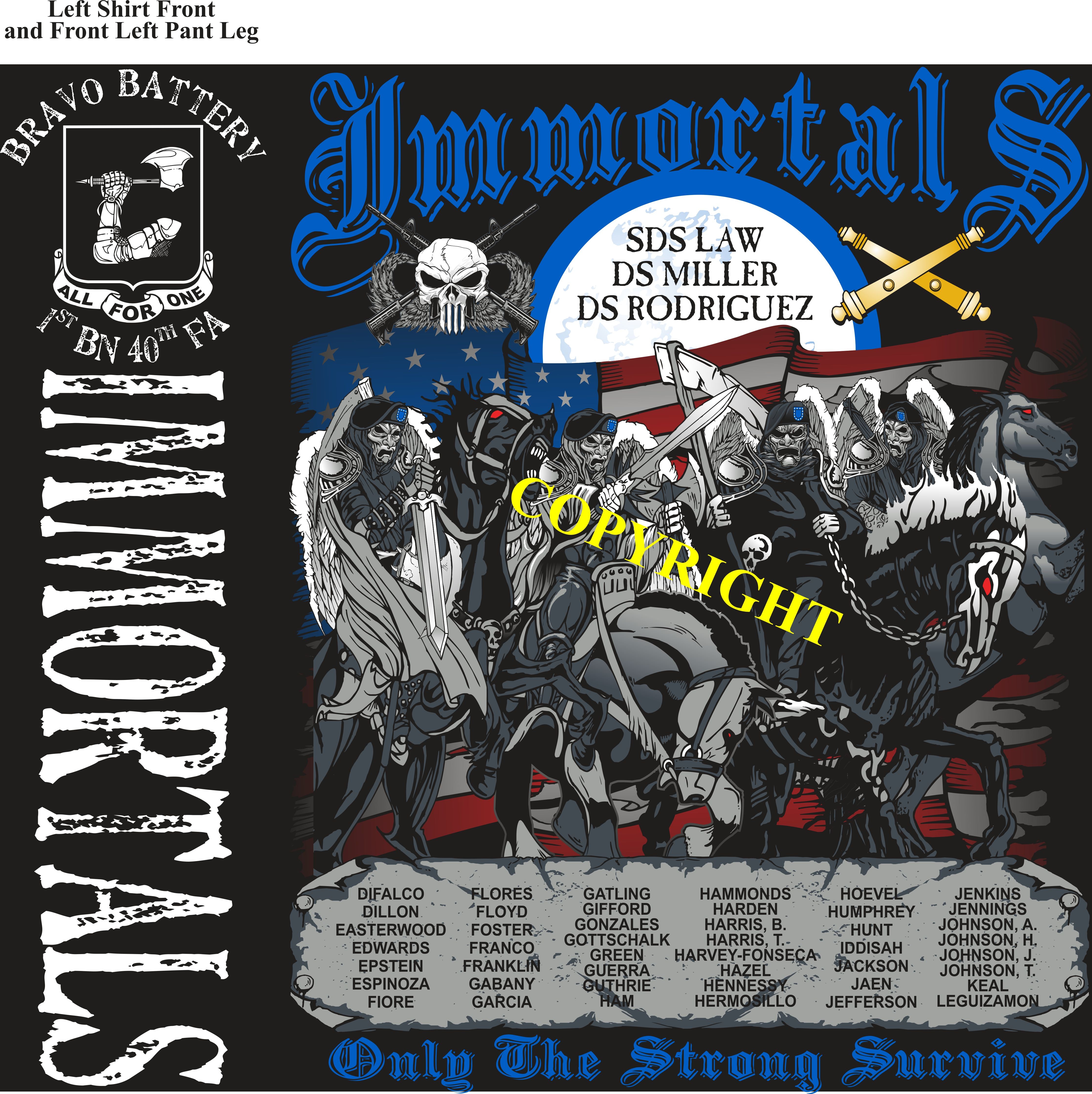 Platoon Shirts (2nd generation print) BRAVO 1st 40th IMMORTALS FEB 2019
