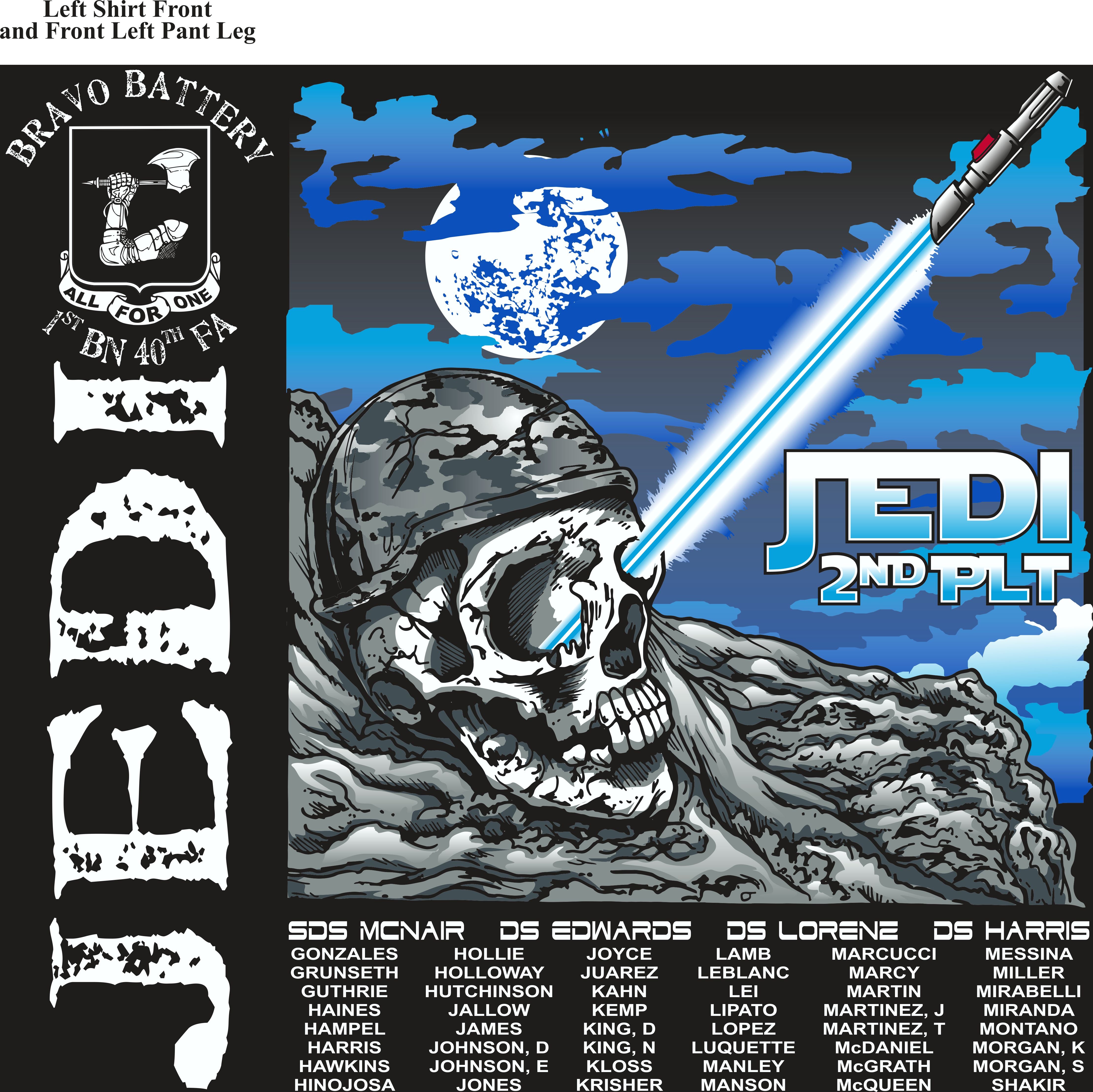 Platoon Shirts (2nd generation print) BRAVO 1st 40th JEDI MAY 2018