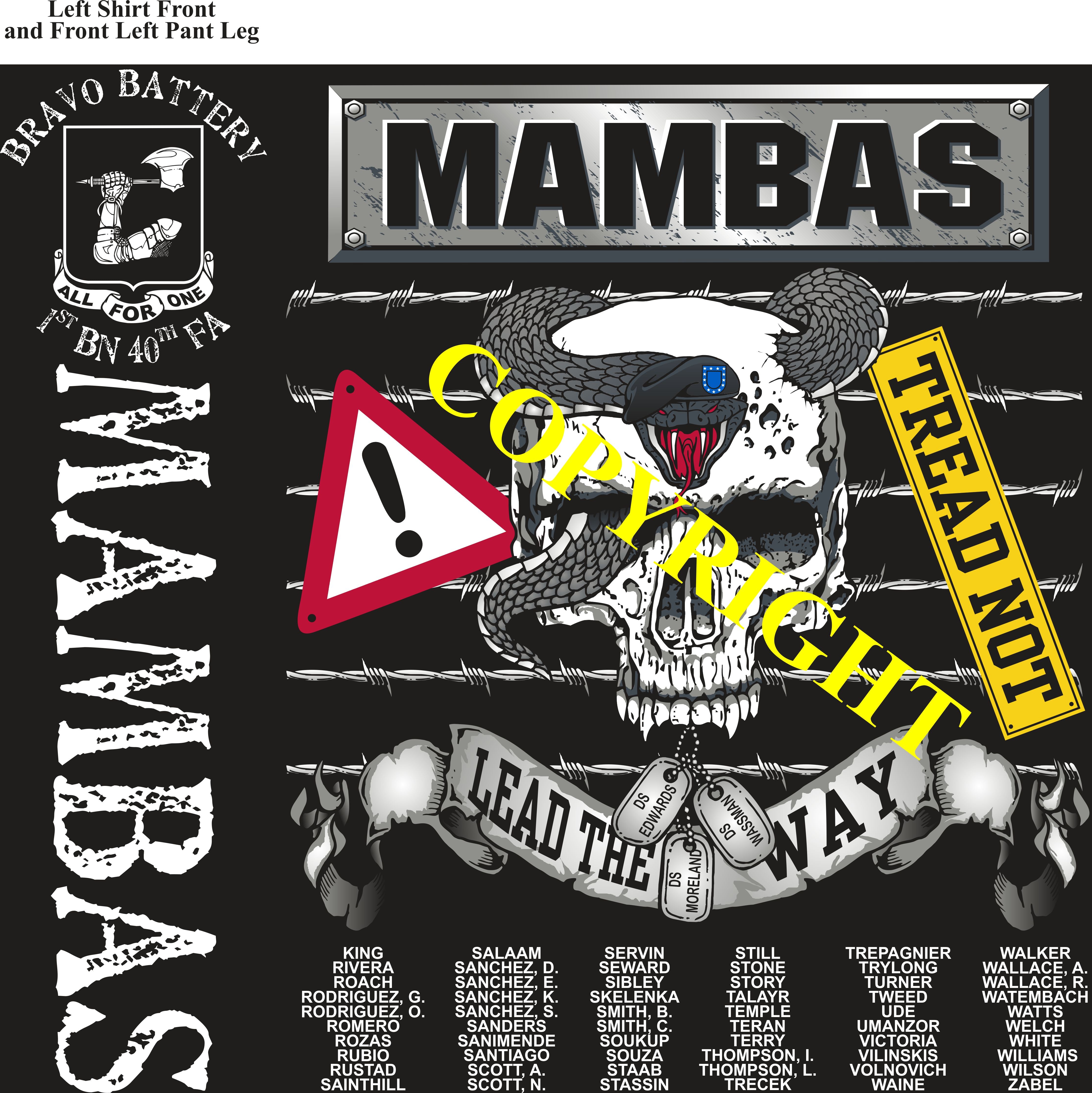 Platoon Shirts (2nd generation print) BRAVO 1st 40th MAMBAS AUG 2019