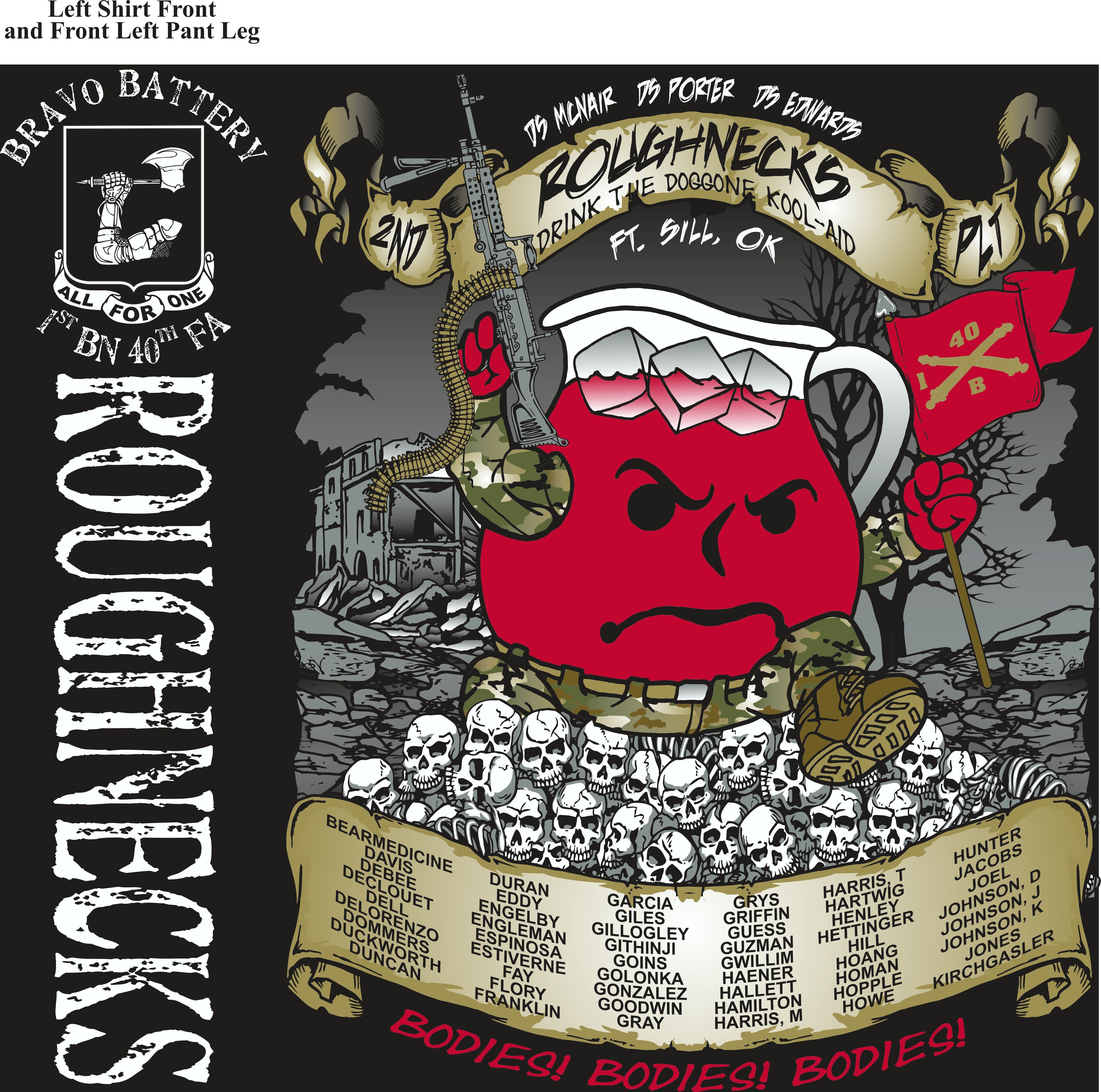 PLATOON SHIRTS (2nd generation print) BRAVO 1st 40th ROUGHNECKS JULY 2017