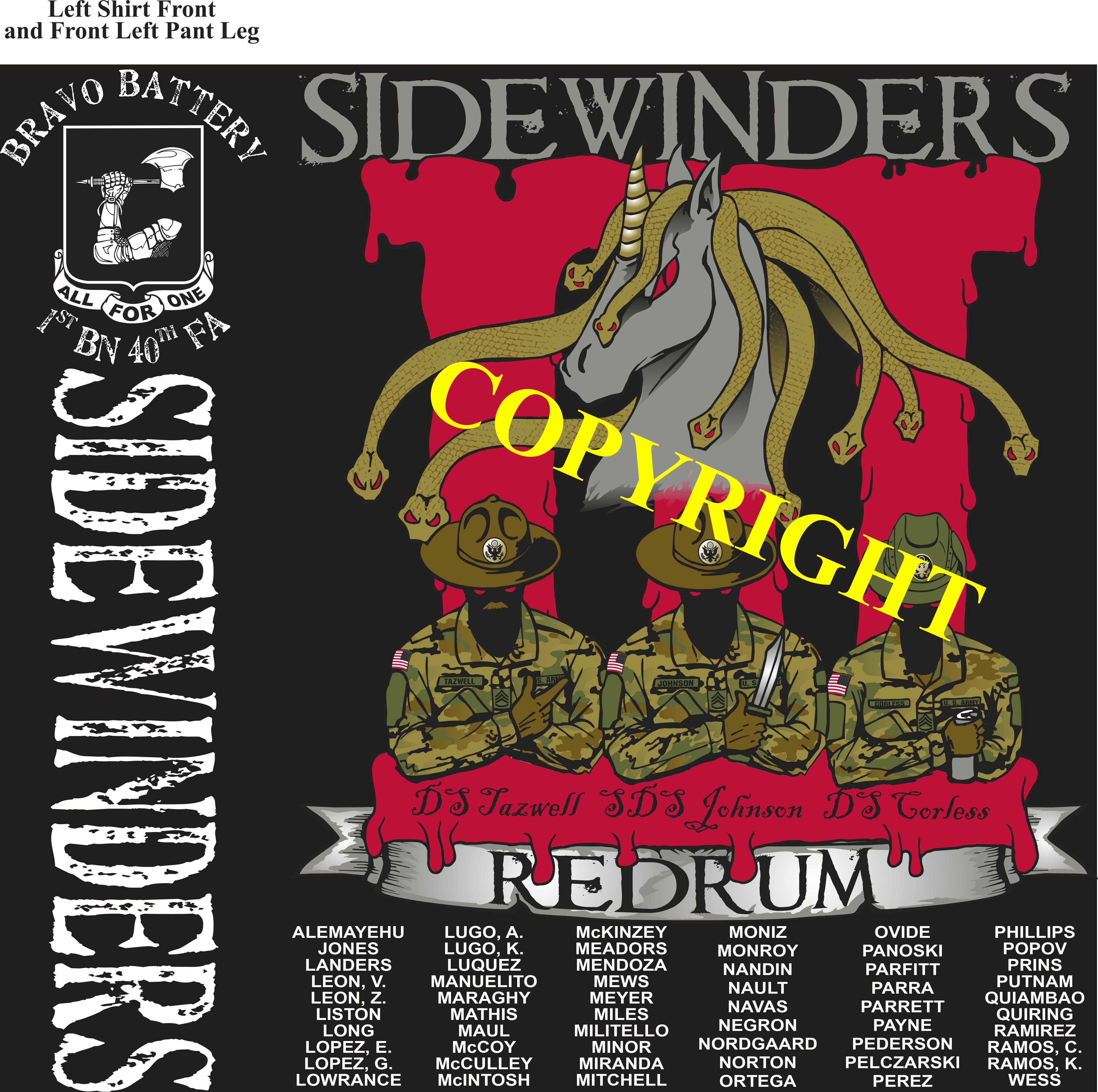 Platoon Shirts (2nd generation print) BRAVO 1st 40th SIDEWINDERS NOV 2019