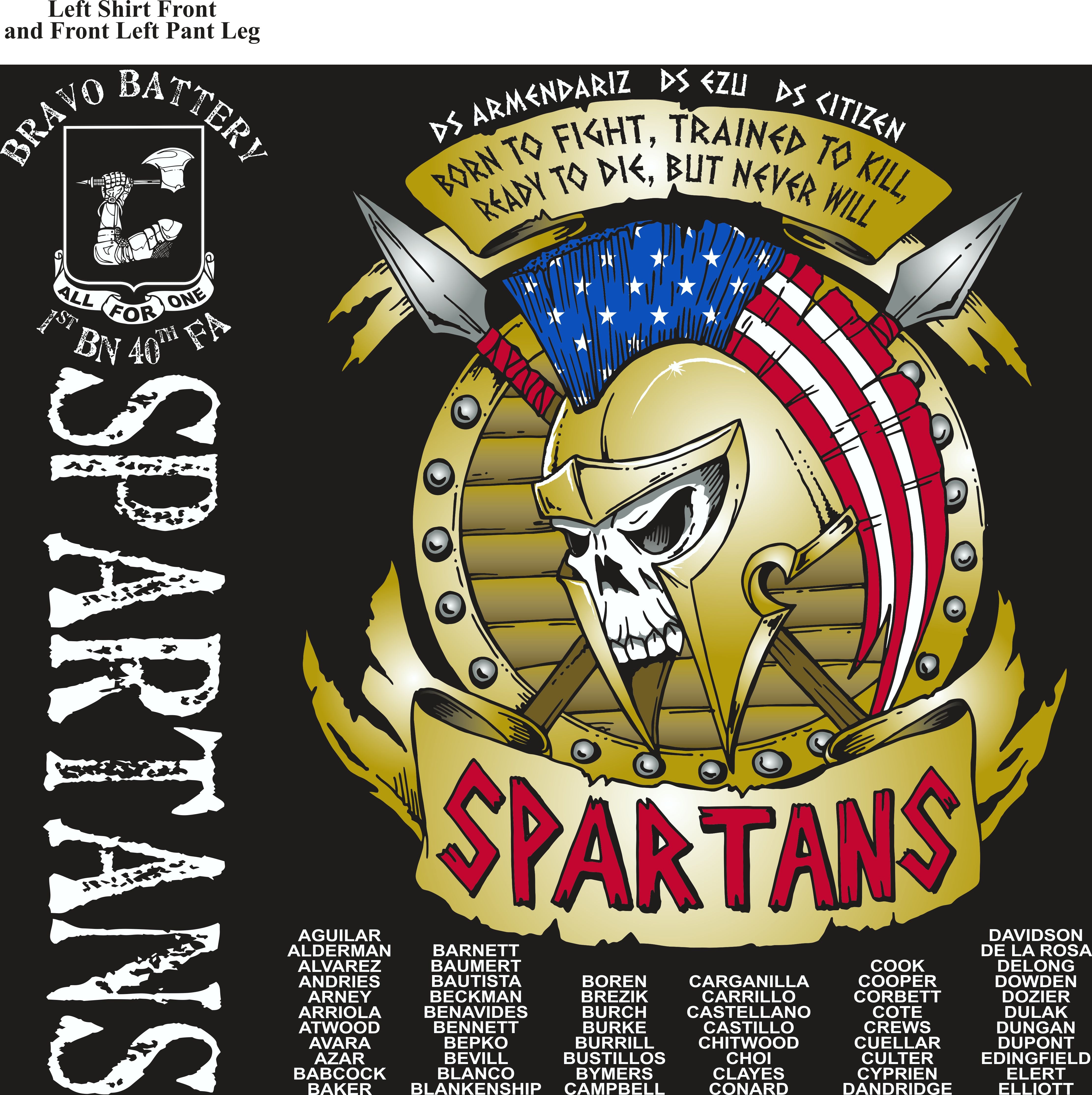 Platoon Shirts (2nd generation print) BRAVO 1ST 40TH SPARTANS OCT 2017