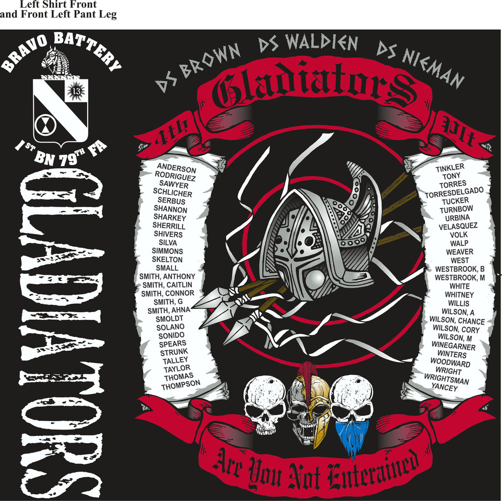 Platoon Shirts (2nd generation print) BRAVO 1ST 79TH GLADIATORS DEC 2017