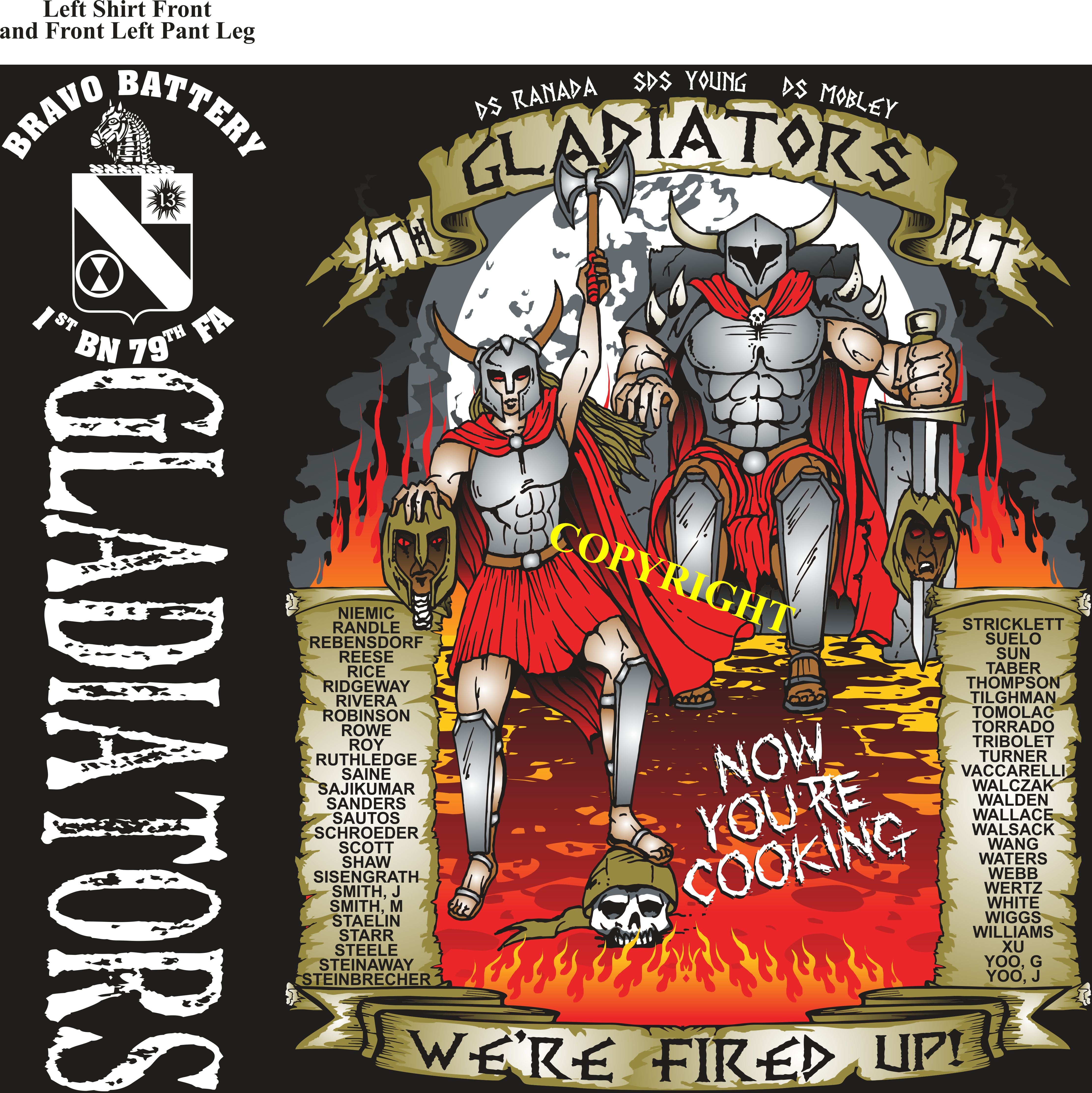 Platoon Shirts (2nd generation print) BRAVO 1st 79th GLADIATORS DEC 2018