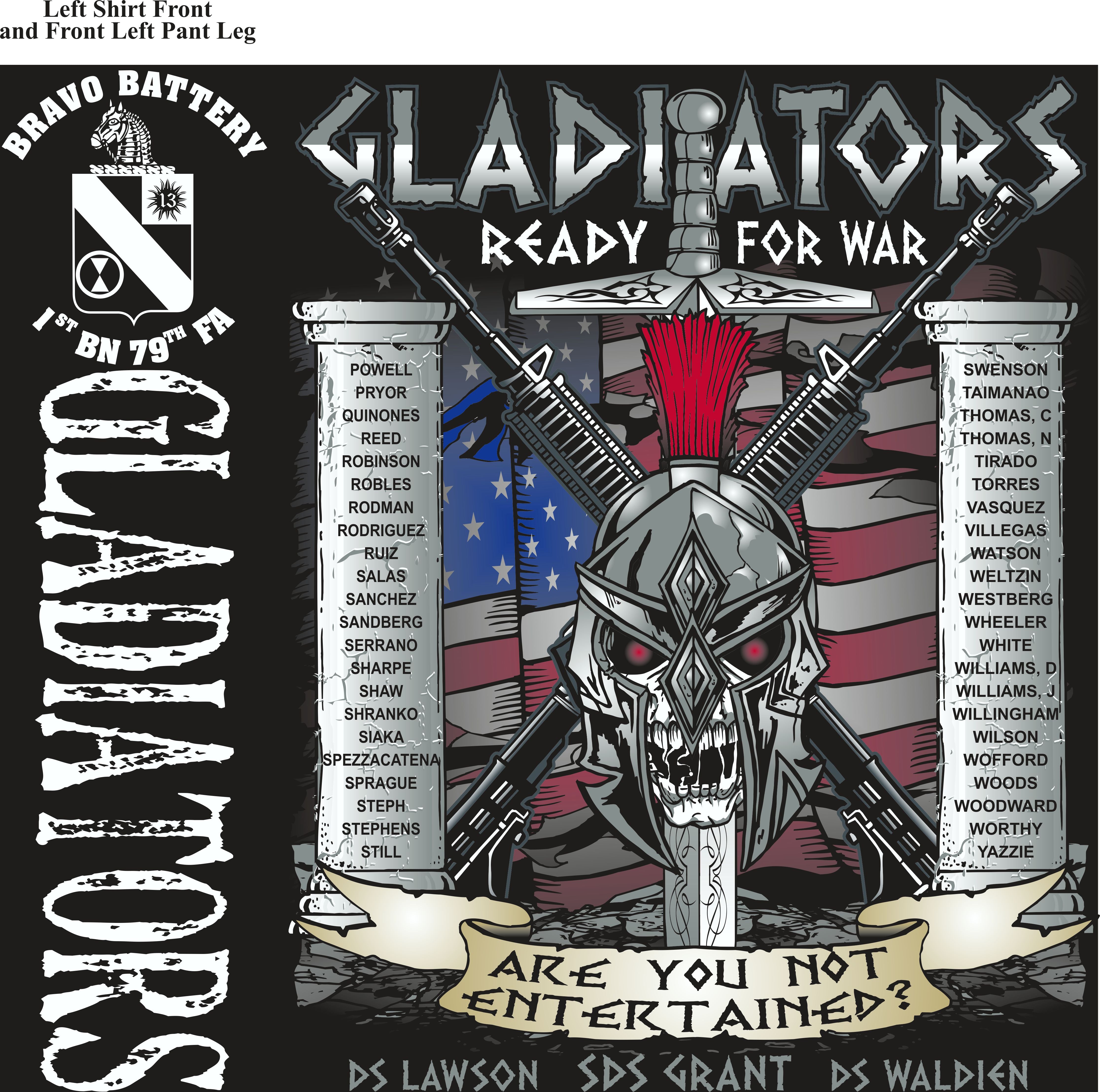 Platoon Shirts (2nd generation print) BRAVO 1st 79th GLADIATORS JULY 2018