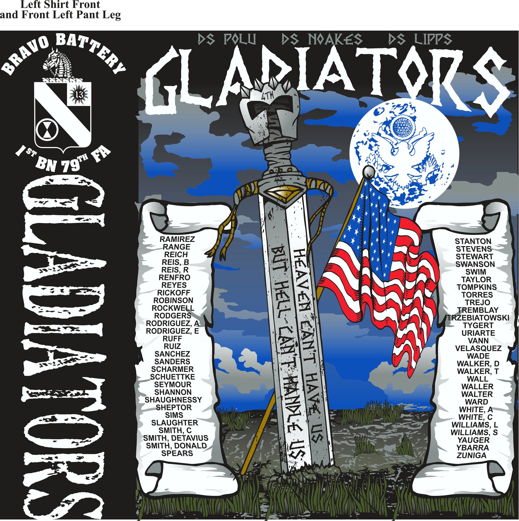 PLATOON SHIRTS (2nd generation print) BRAVO 1st 79th GLADIATORS NOV 2016