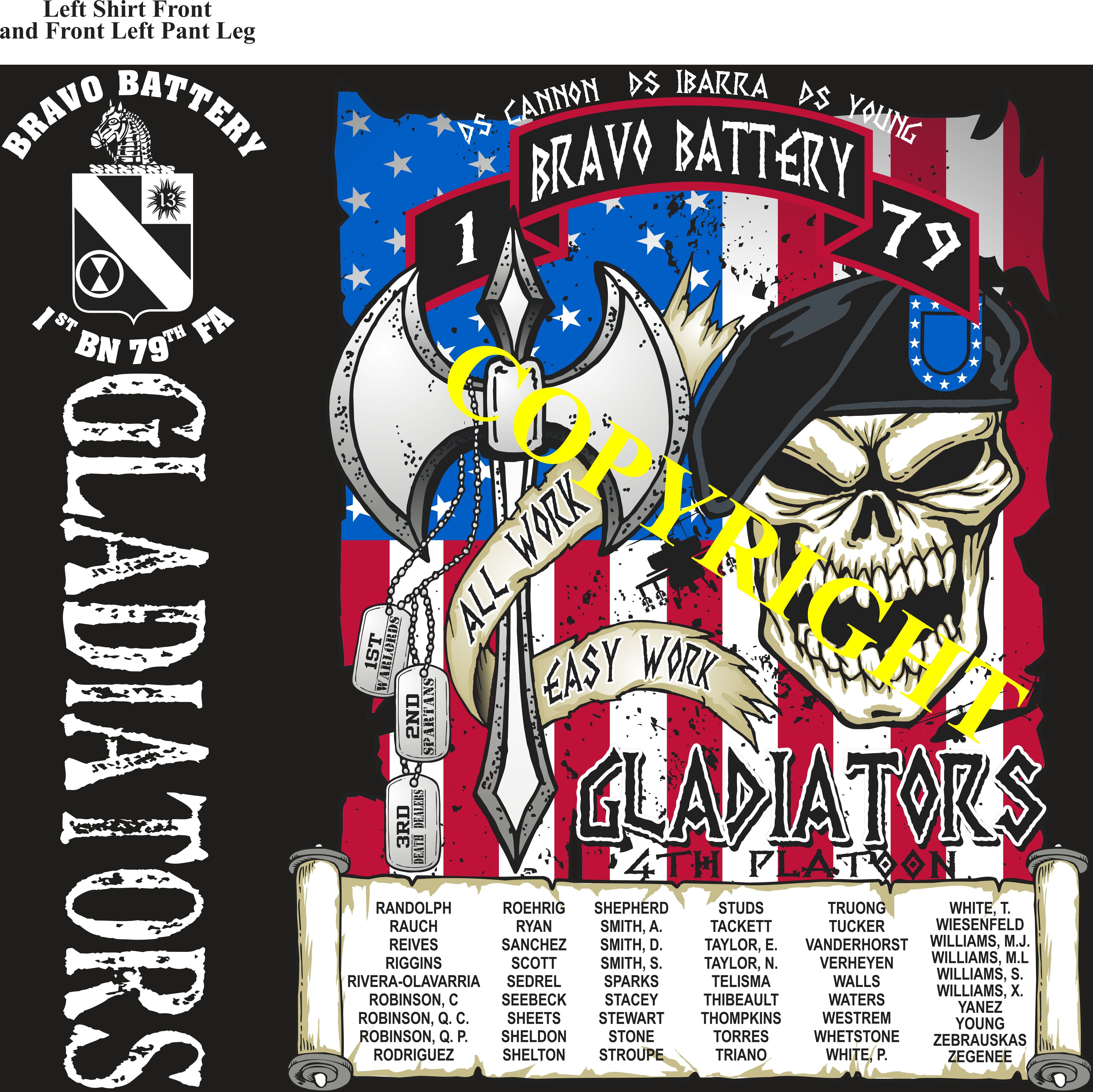 Platoon Shirts (2nd generation print) BRAVO 1st 79th GLADIATORS NOV 2019