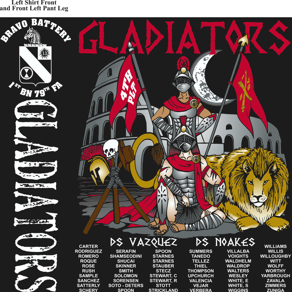 Platoon Shirts (2nd generation print) BRAVO 1ST 79TH GLADIATORS SEPT 2017