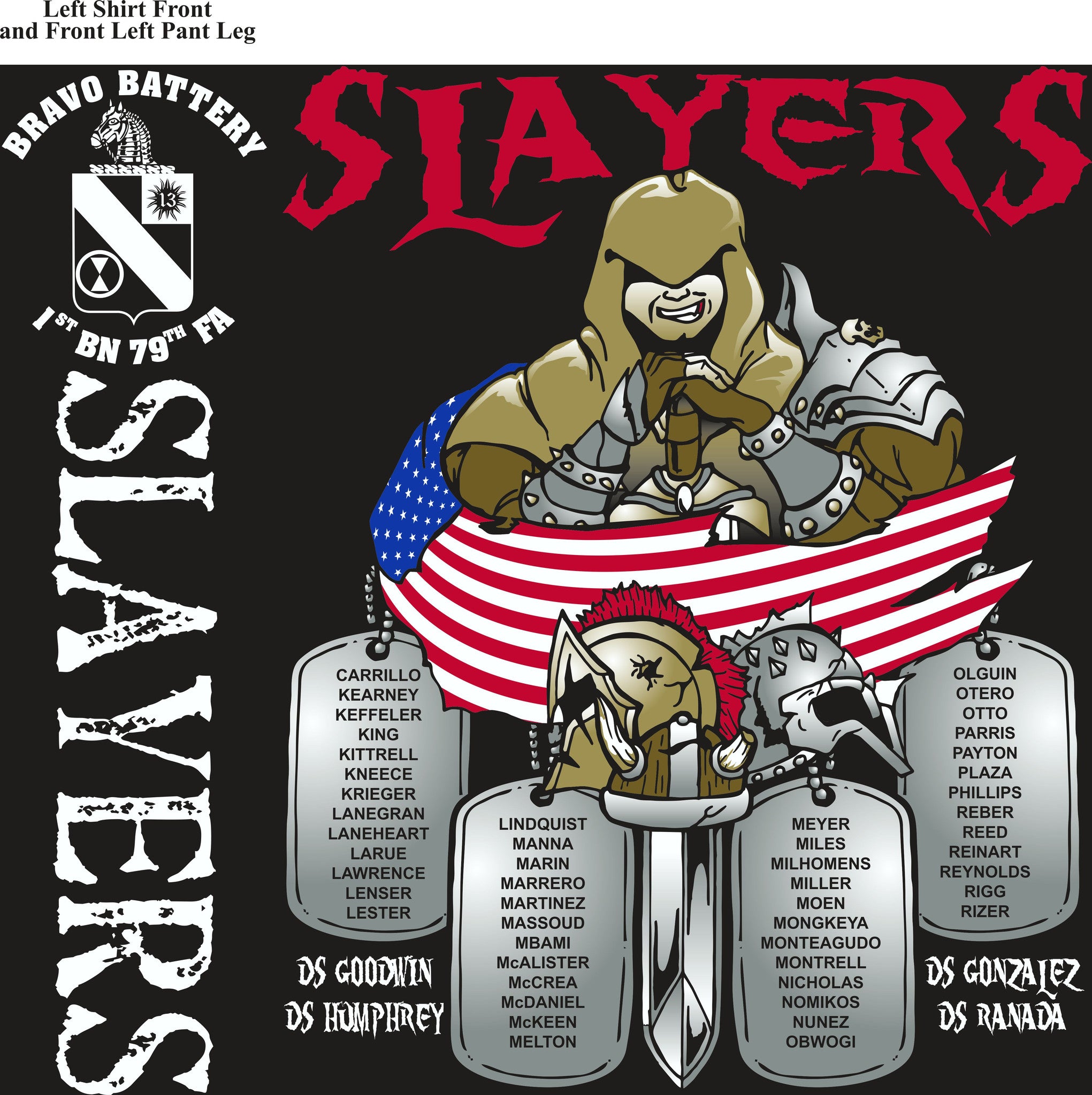 PLATOON SHIRTS (2nd generation print) BRAVO 1st 79th SLAYERS MAR 2017