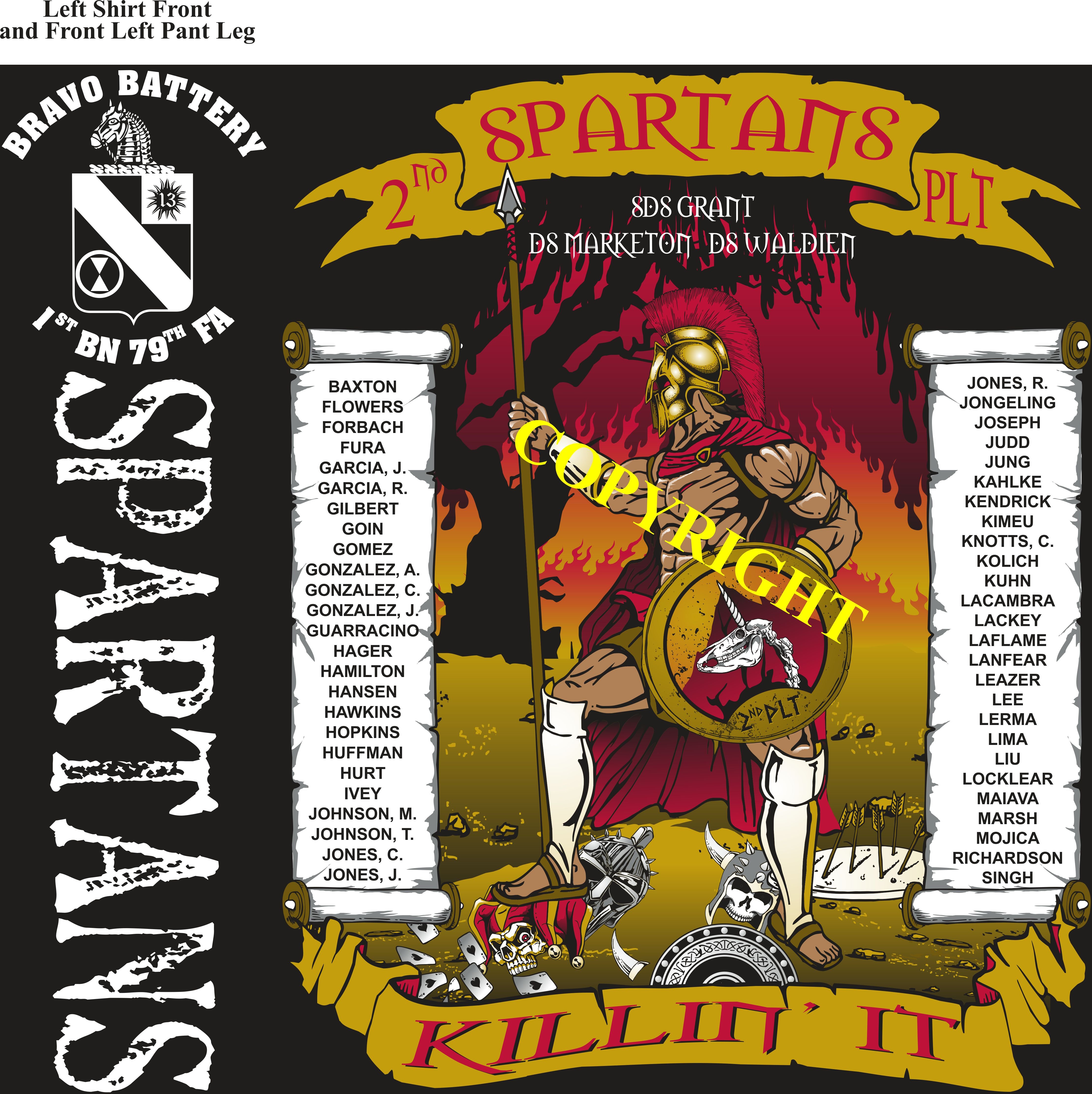 Platoon Shirts (2nd generation print) BRAVO 1ST 79TH SPARTANS APR 2019