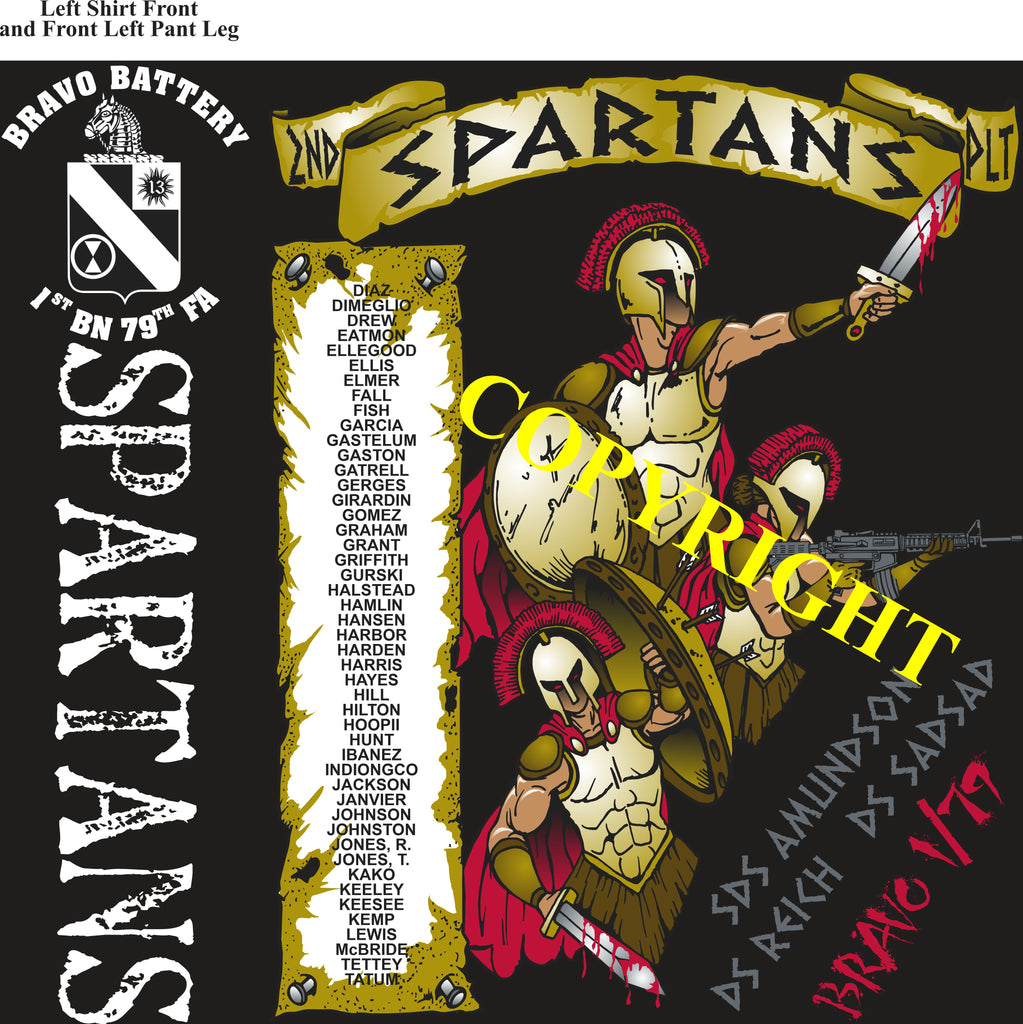 Platoon Shirts (2nd generation print) BRAVO 1st 79th SPARTANS FEB 2020