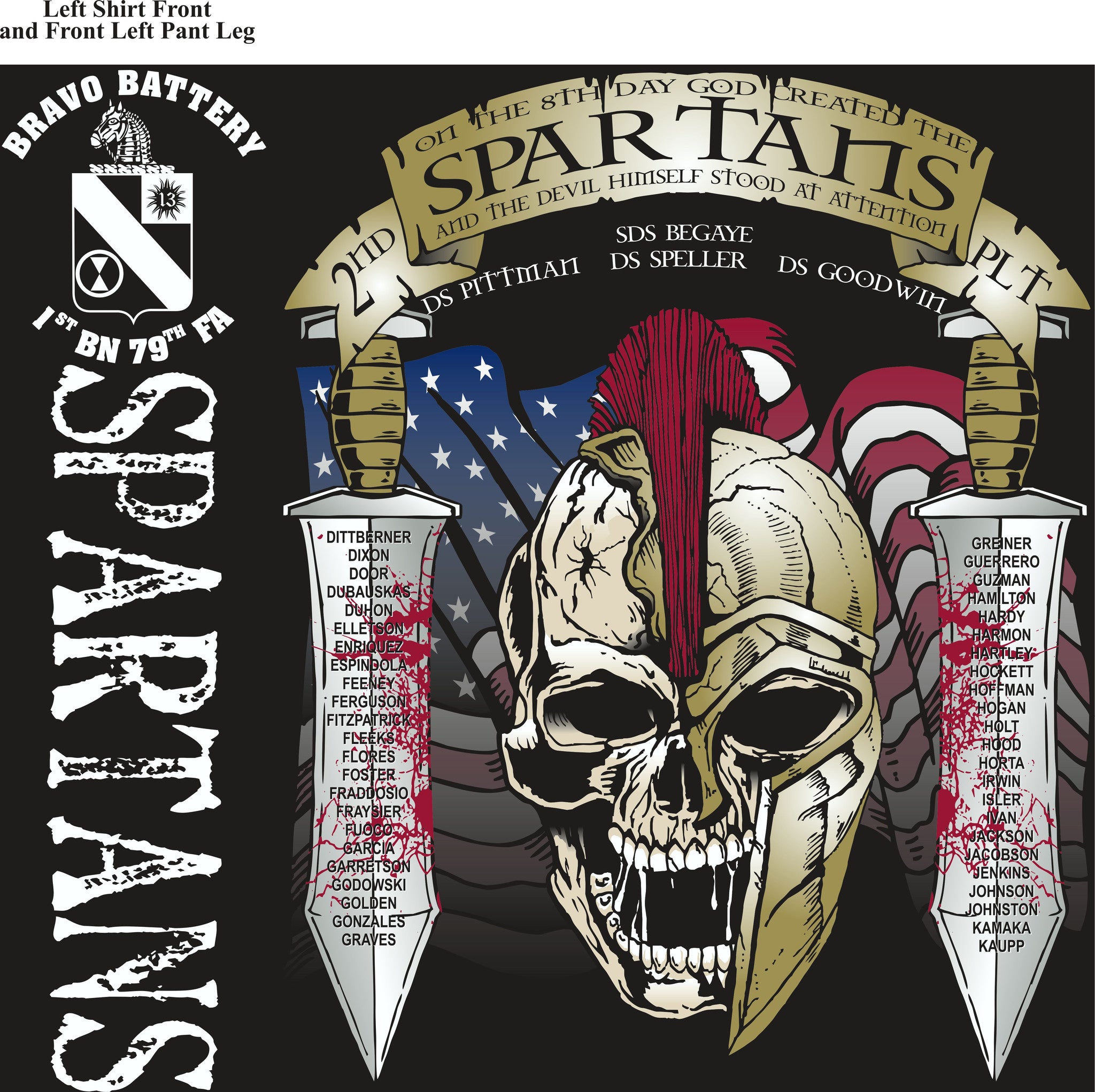 PLATOON SHIRTS (2nd generation print) BRAVO 1st 79th SPARTANS MAR 2017