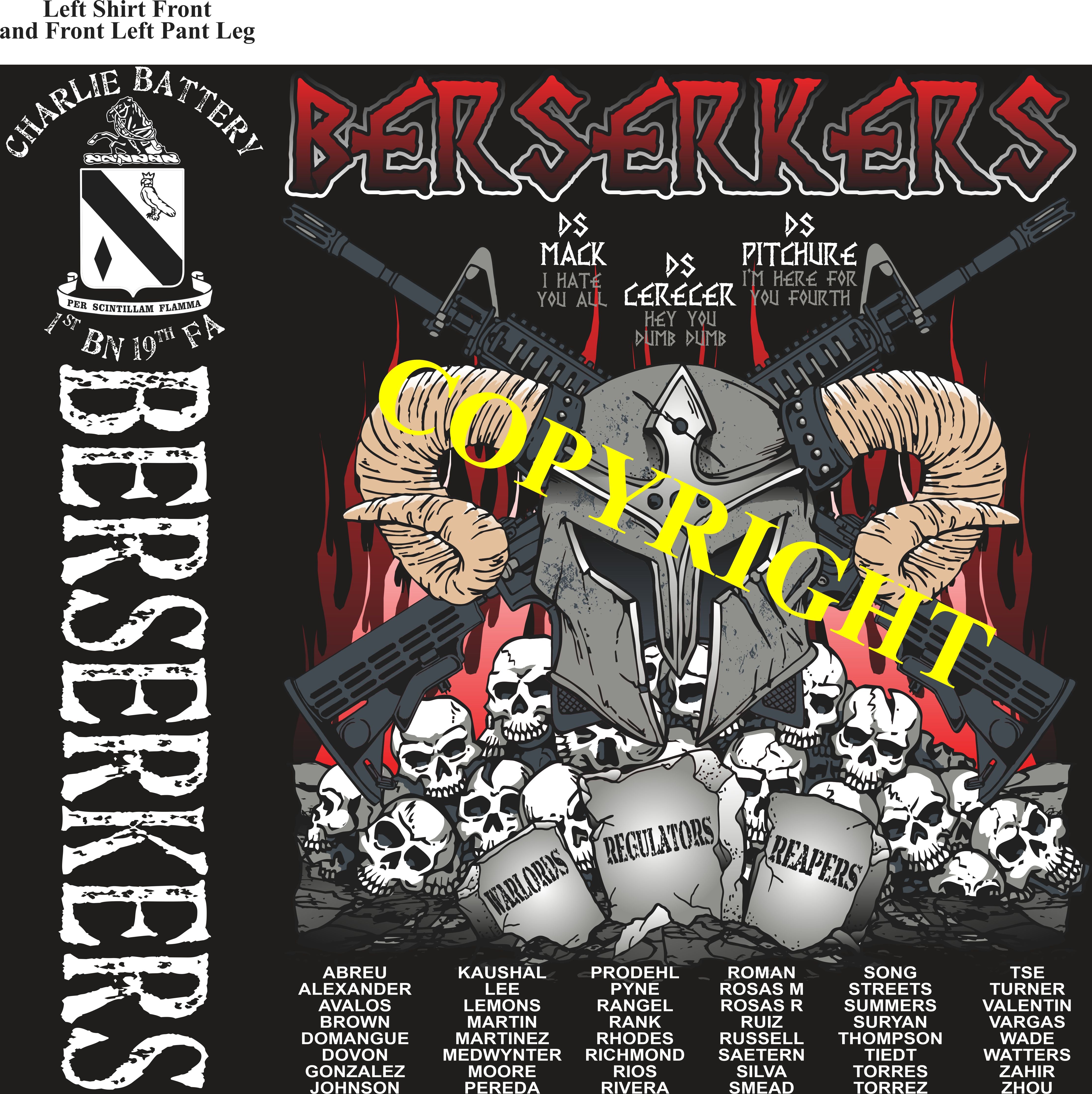 Platoon Shirts (2nd generation print) CHARLIE 1st 19th BERSERKERS MAY 2020