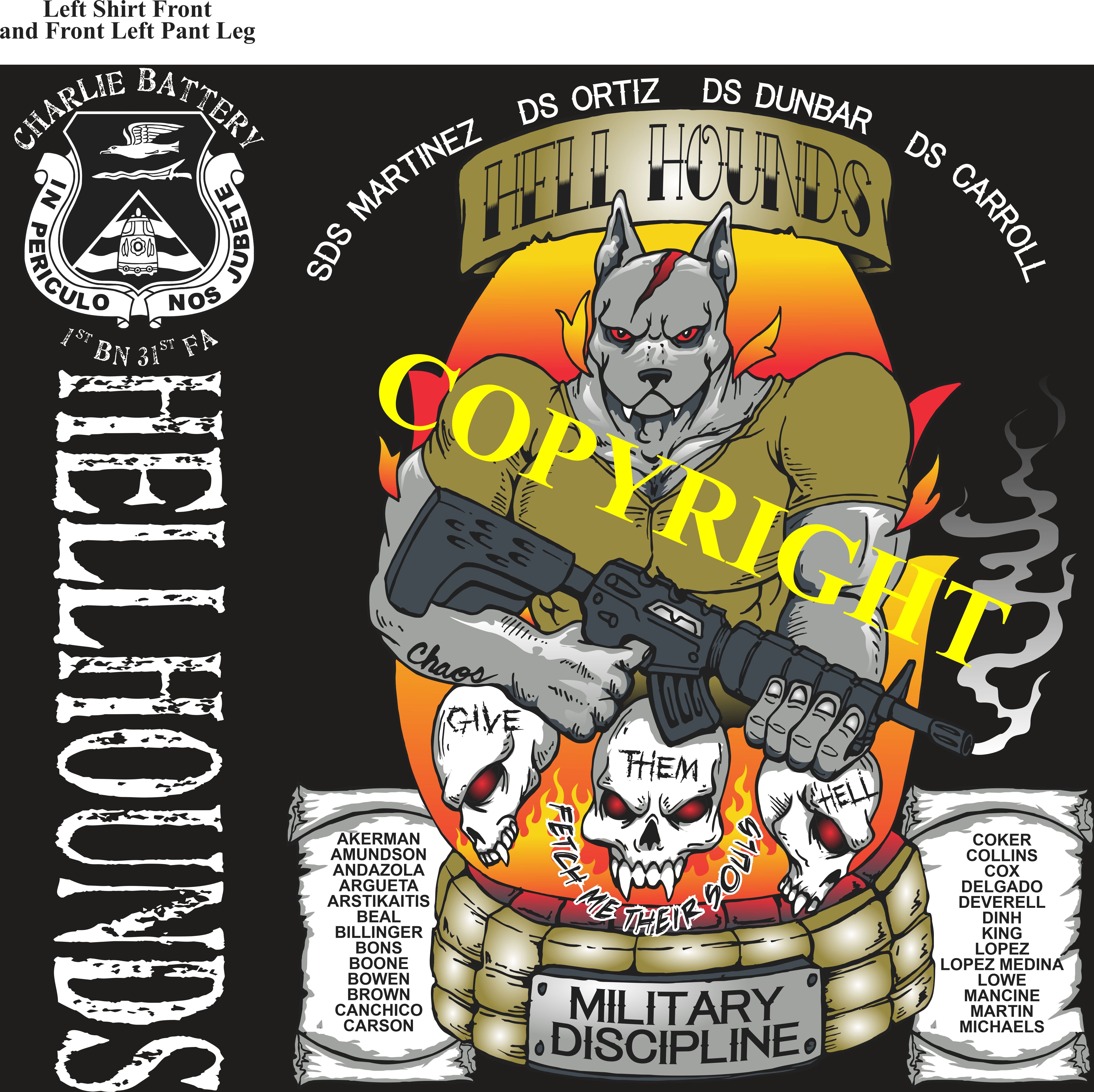 Platoon Shirts (2nd generation print) CHARLIE 1st 31st HELL HOUNDS JAN 2021