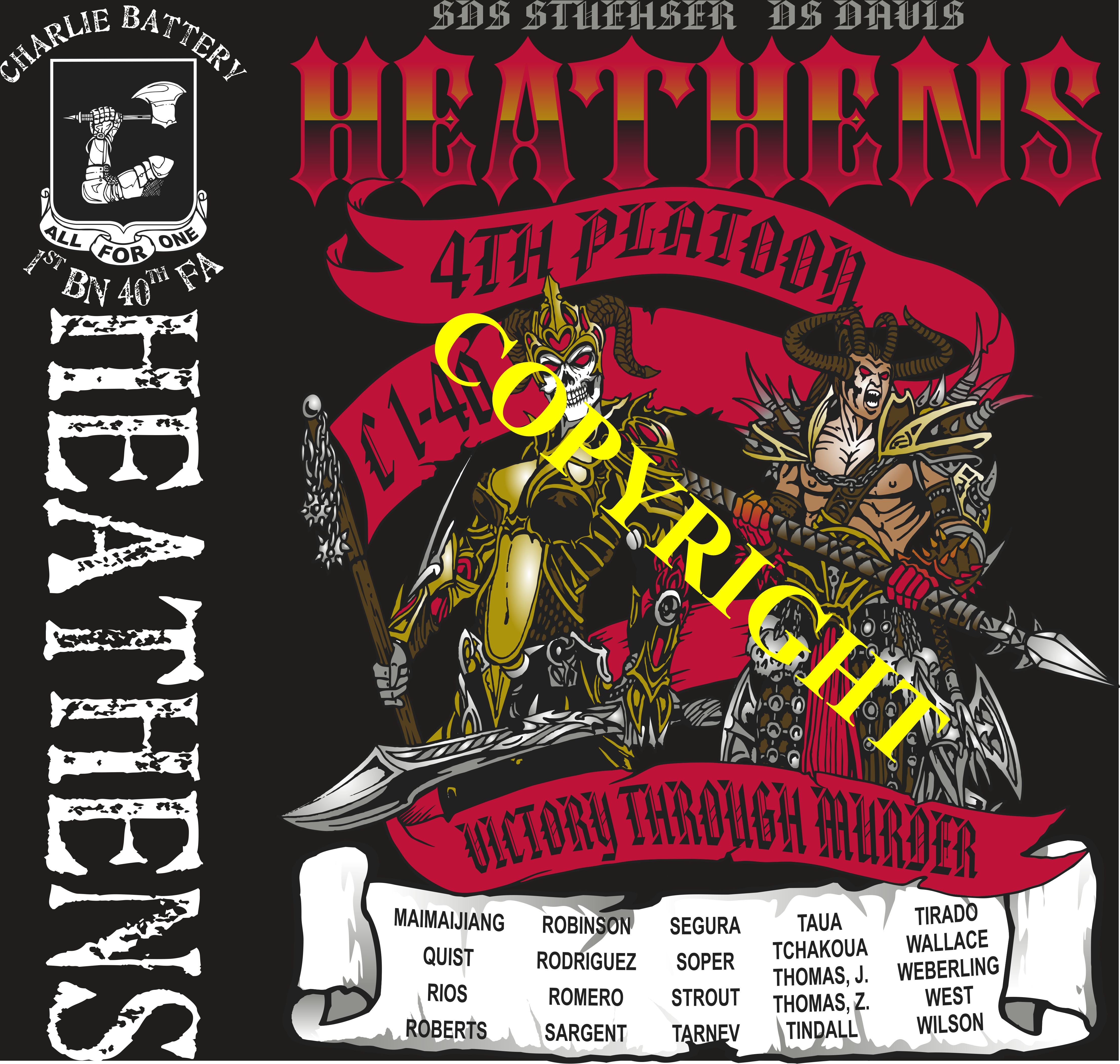 Platoon Items (2nd generation print) CHARLIE 1st 40th HEATHENS JUNE 2022