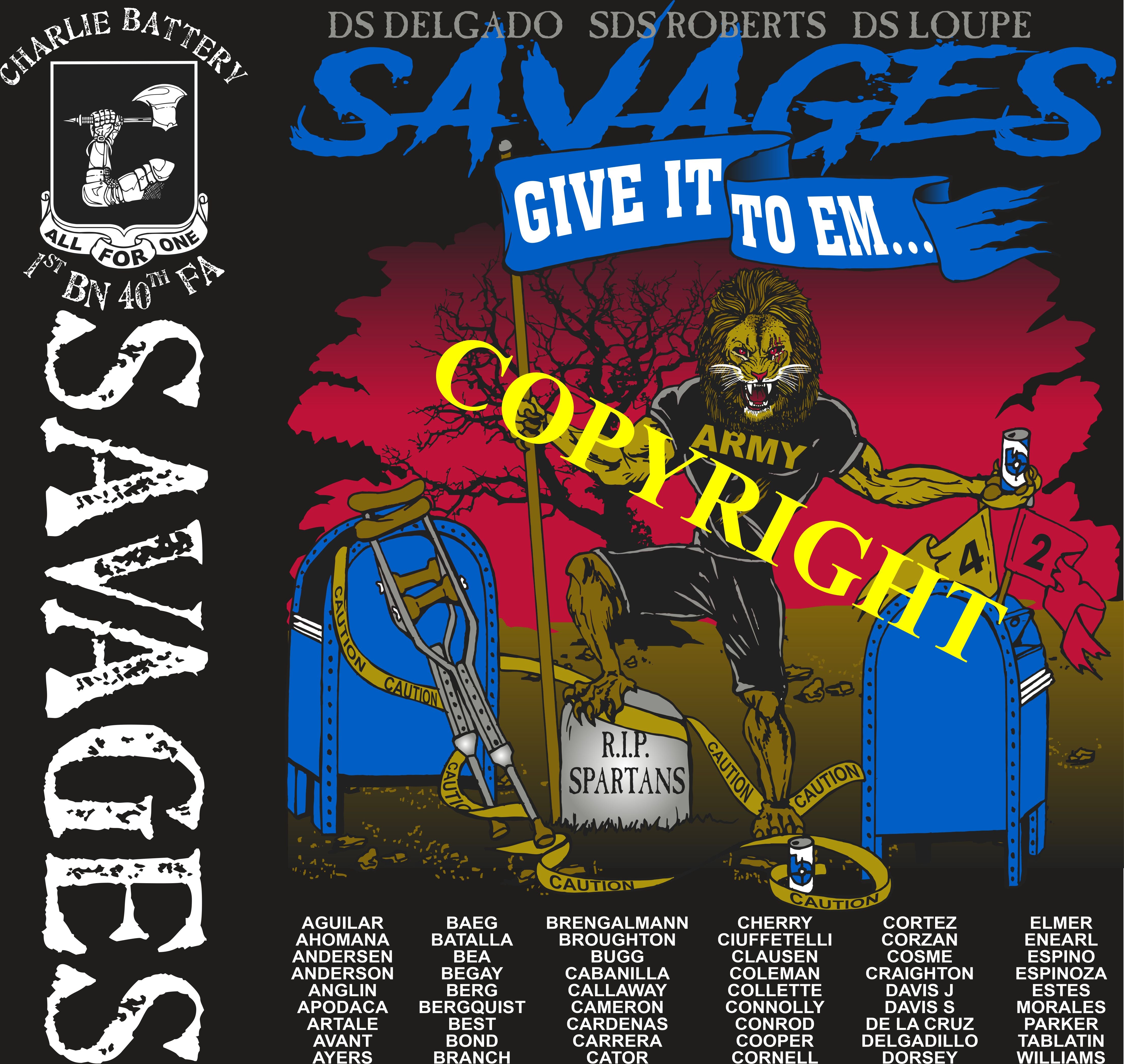 Platoon Shirts (2nd generation print) CHARLIE 1st 40th SAVAGES MAY 2020