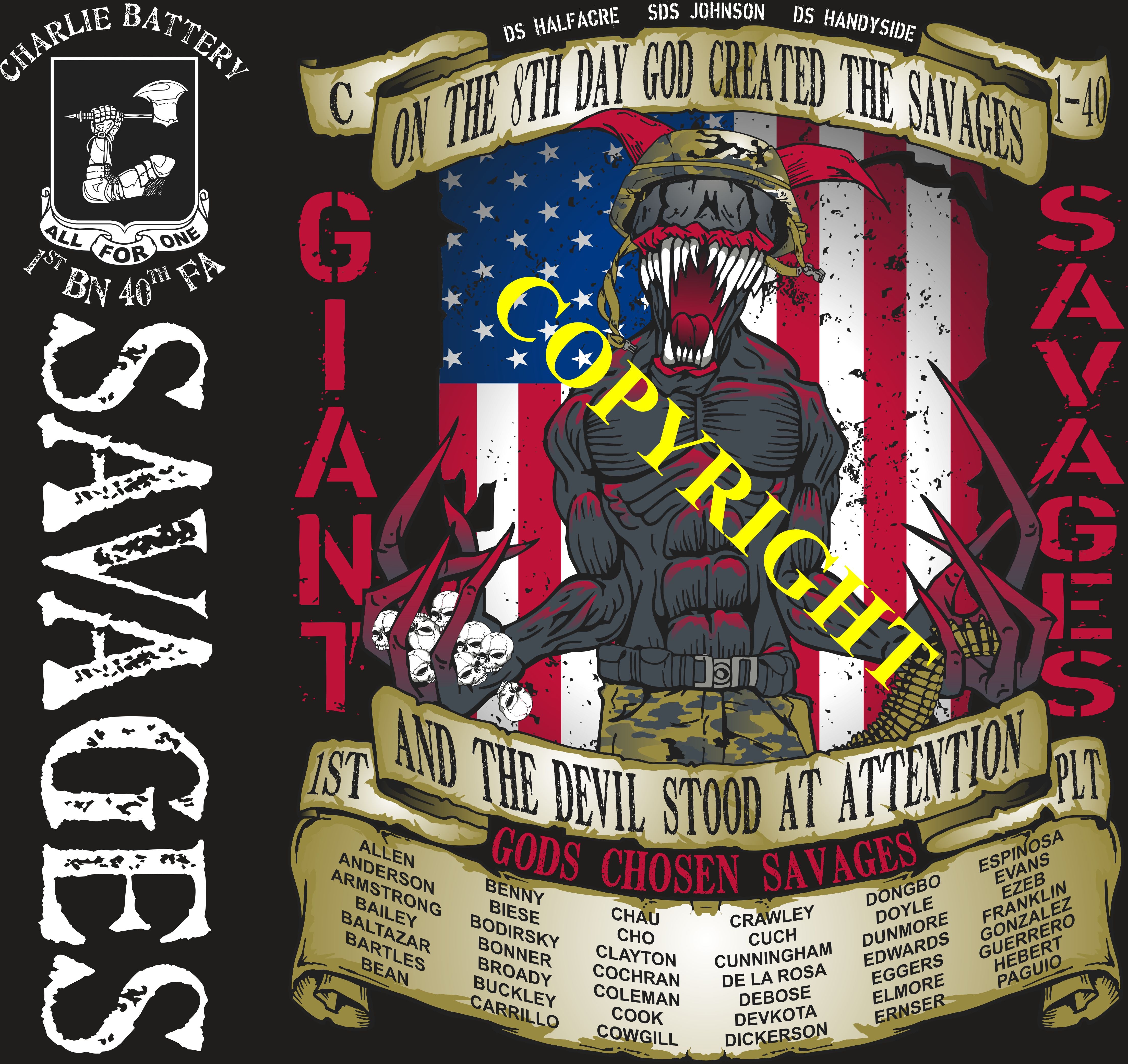 Platoon Items (2nd generation print) CHARLIE 1st 40th SAVAGES DEC 2022