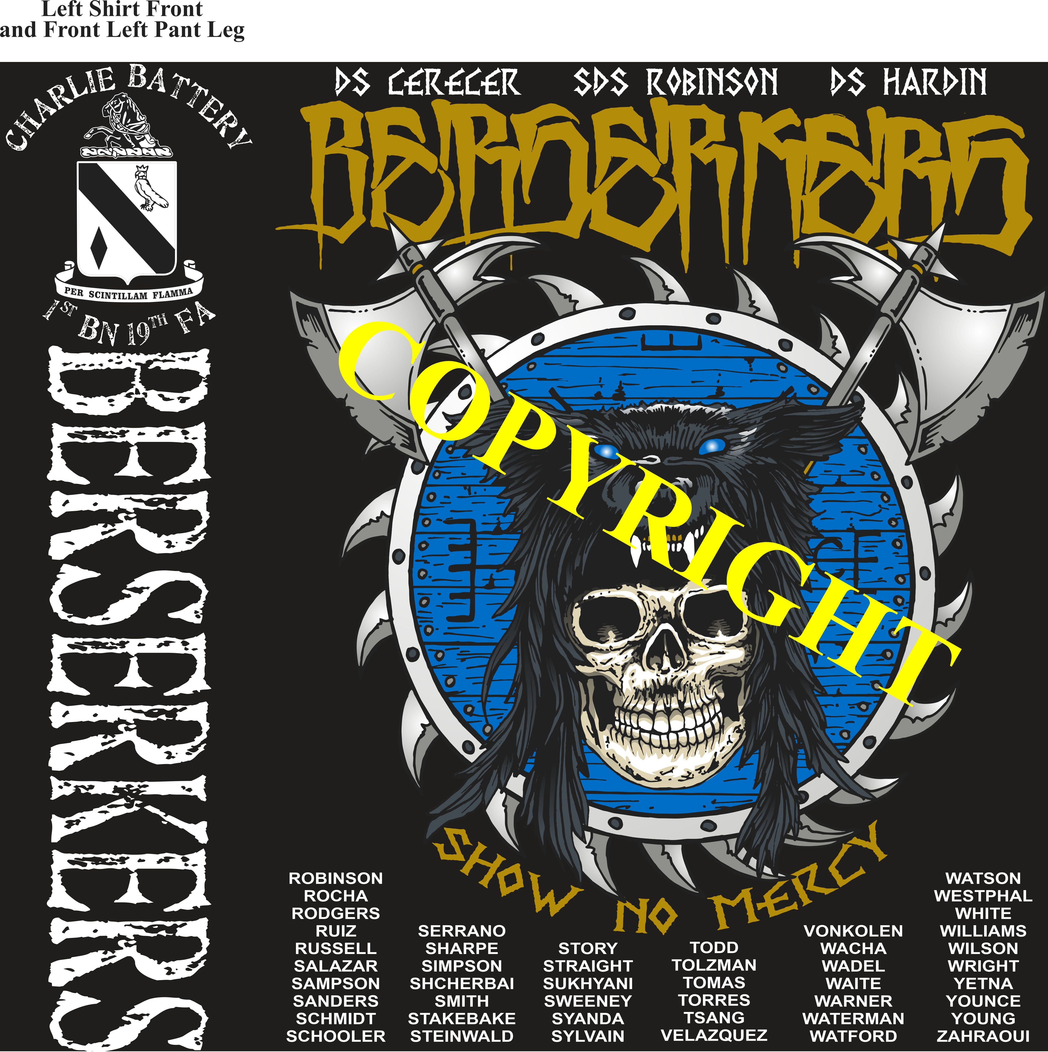 Platoon Shirts (2nd generation print) CHARLIE 1st 19th BERSERKERS FEB 2020