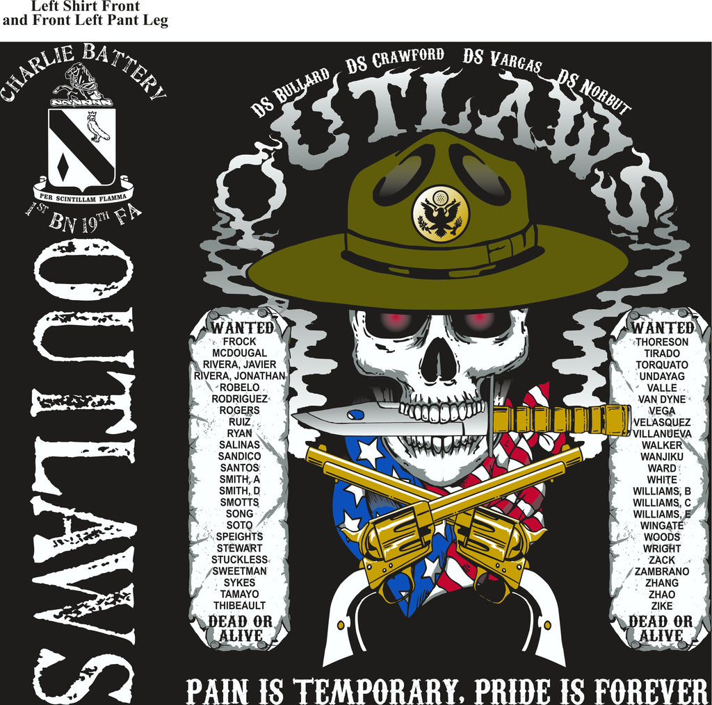 Platoon Shirts (2nd generation print) CHARLIE 1st 19th OUTLAWS JULY 2018