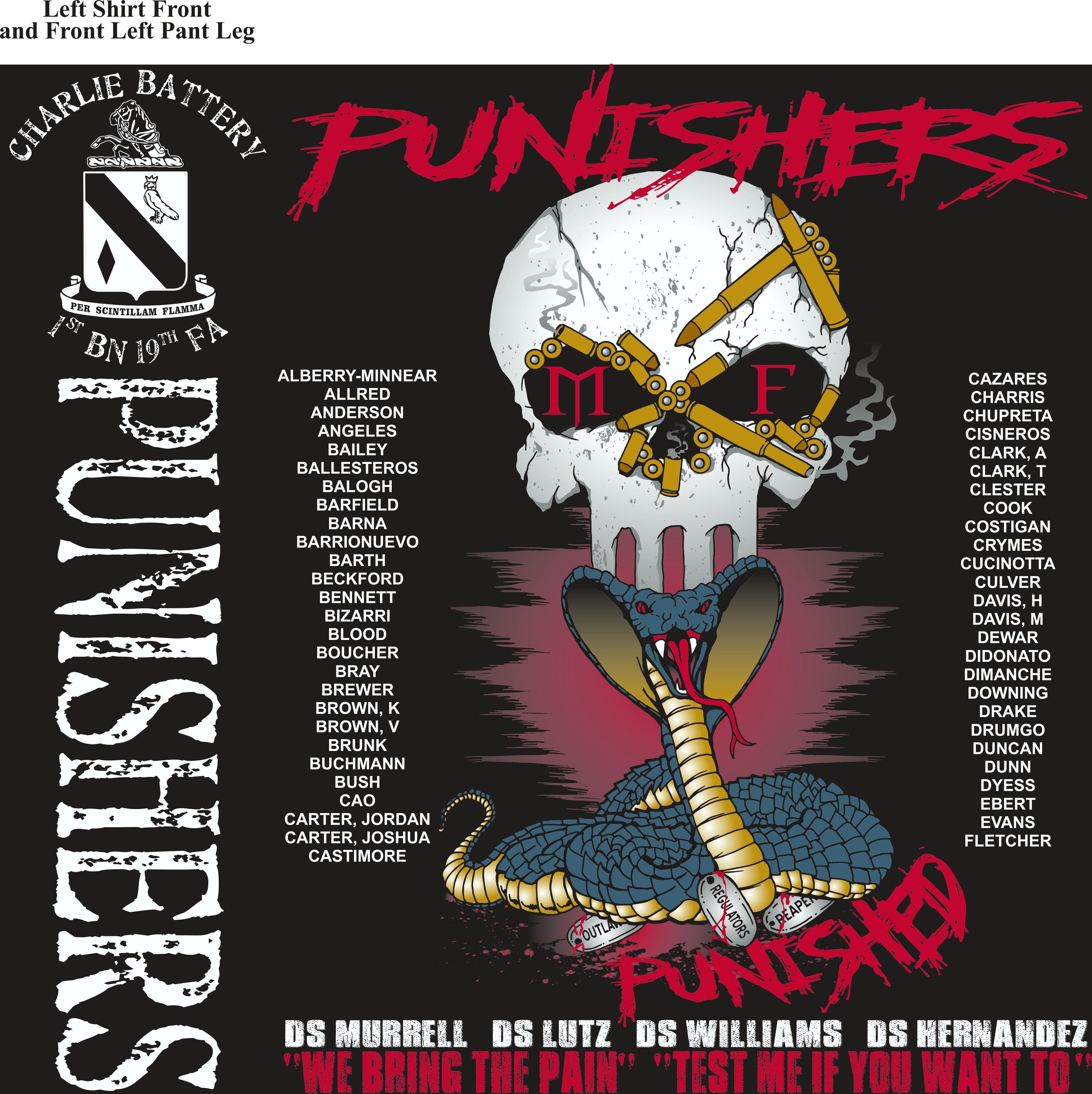 PLATOON SHIRTS (2nd generation print) CHARLIE 1st 19th PUNISHERS JUNE 2017