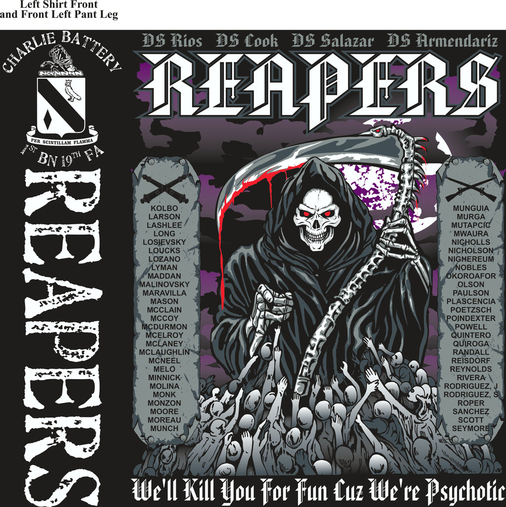 Platoon Shirts (2nd generation print) CHARLIE 1ST 19TH REAPERS DEC 2017