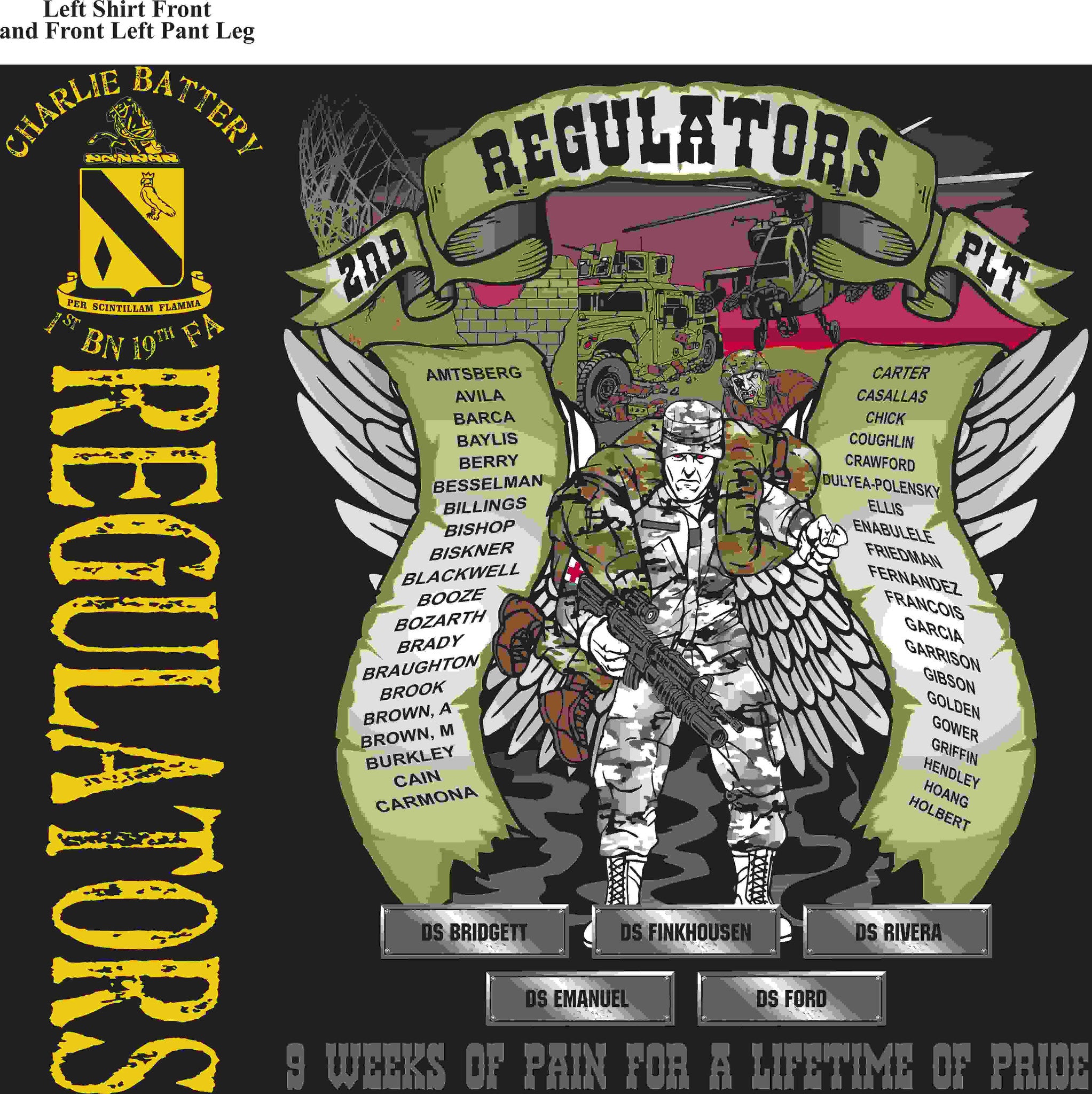 PLATOON SHIRTS (2nd generation print) CHARLIE 1st 19TH REGULATORS MAY 2016