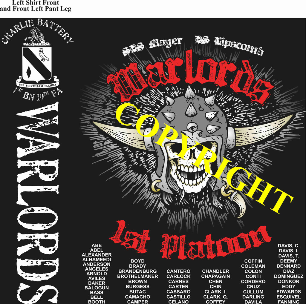 Platoon Shirts (2nd generation print) CHARLIE 1st 19th WARLORDS AUG 2019
