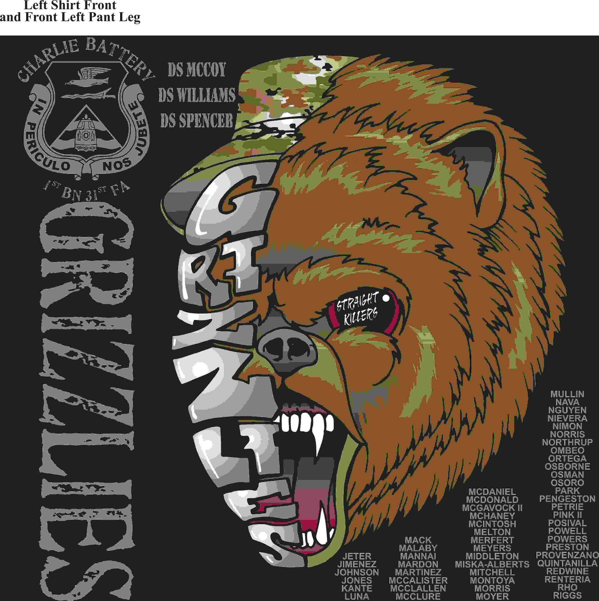 PLATOON SHIRTS (2nd generation print) CHARLIE 1st 31st GRIZZLIES APR 2016