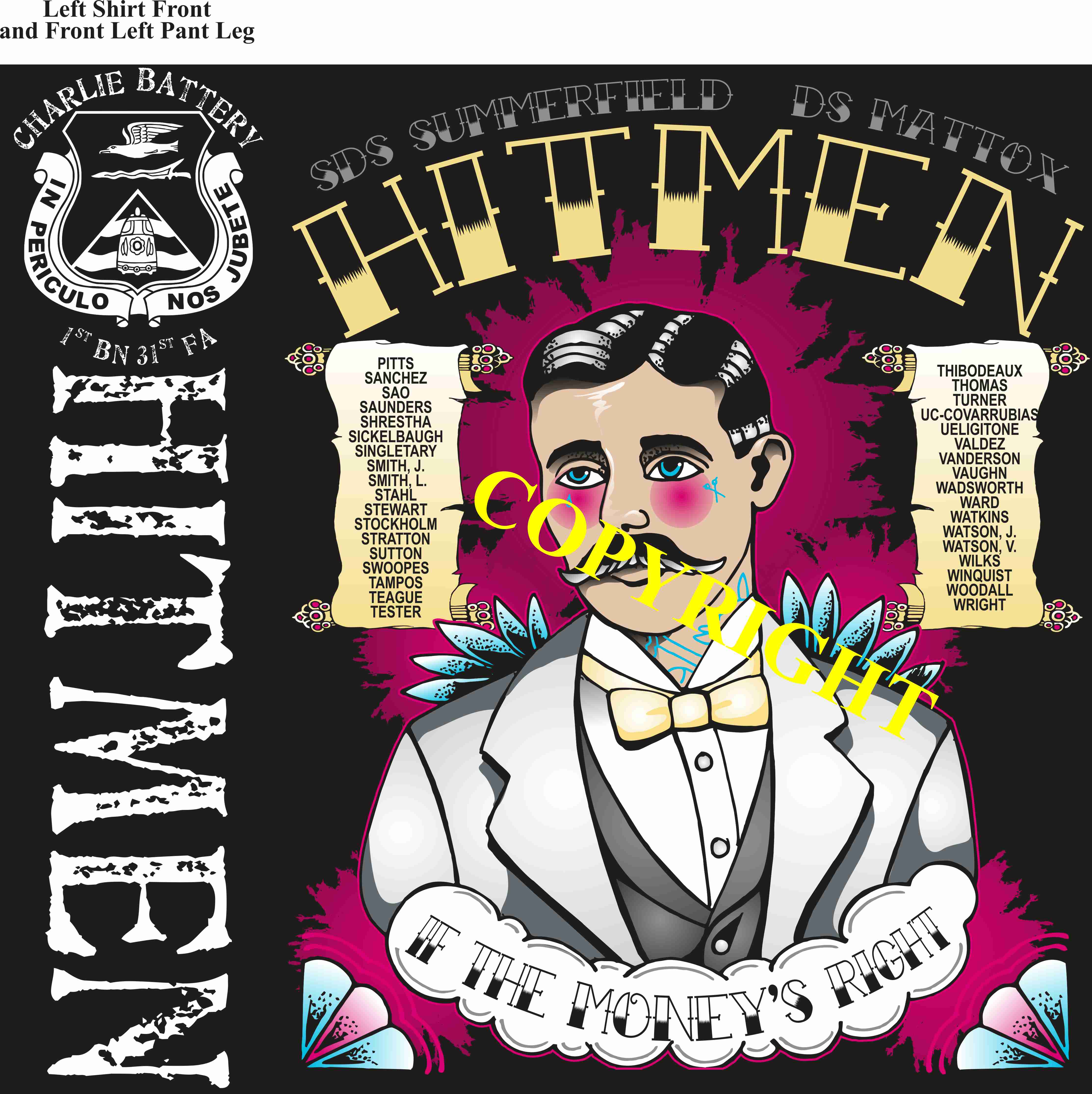 Platoon Shirts (2nd generation print) CHARLIE 1st 31st HITMEN MAY 2019