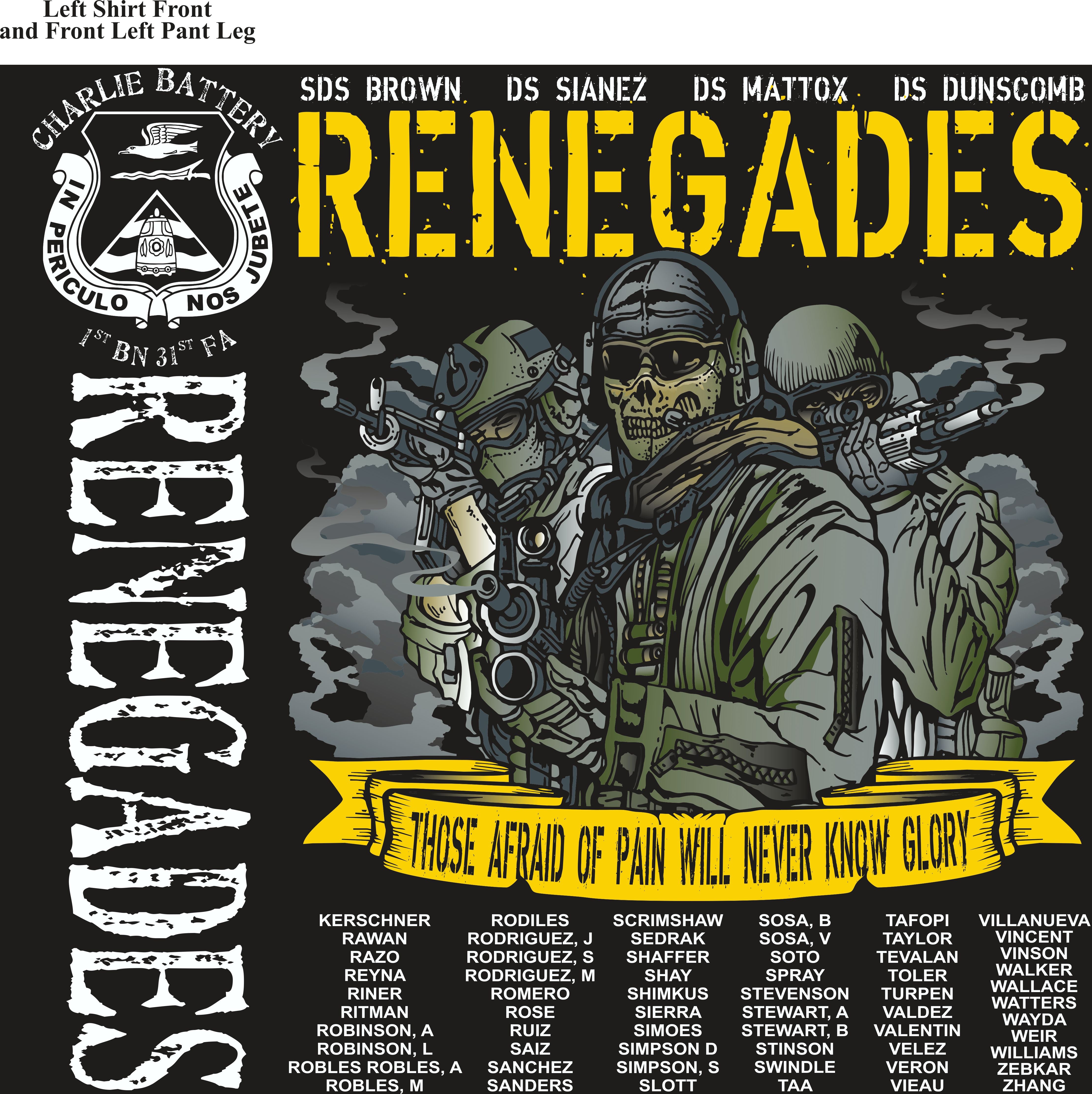 Platoon Shirts (2nd generation print) CHARLIE 1ST 31ST RENEGADES NOV 2017