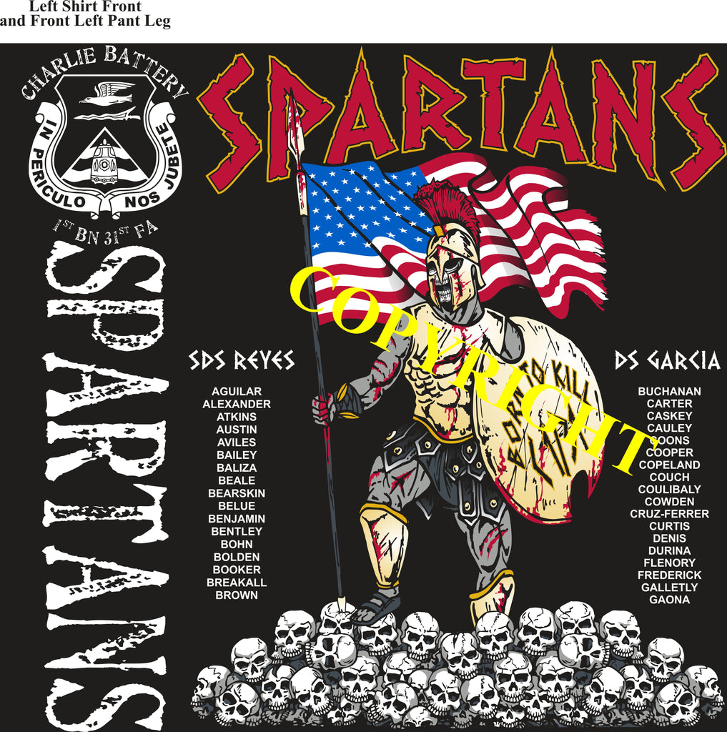 Platoon Shirts (2nd generation print) CHARLIE 1st 31st SPARTANS MAY 2019