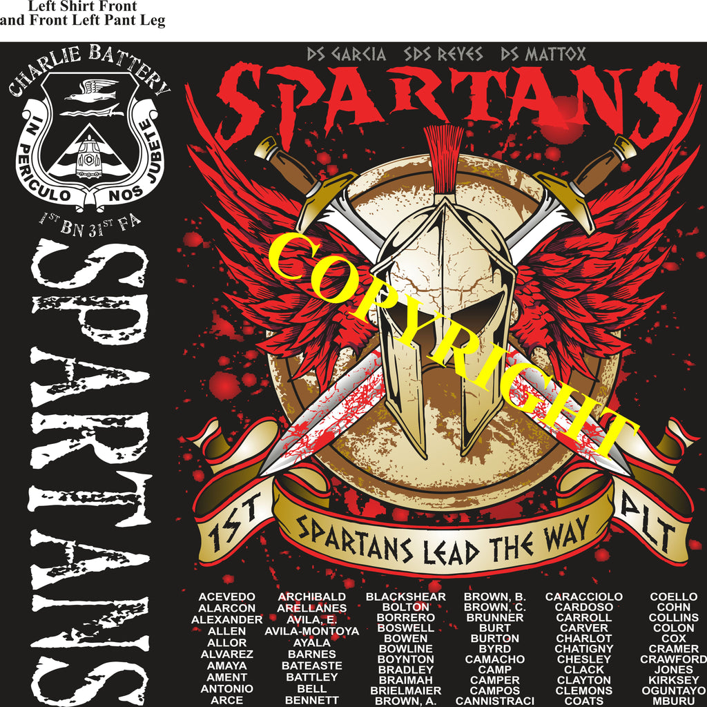 Platoon Shirts (2nd generation print) CHARLIE 1st 31st SPARTANS SEPT 2019