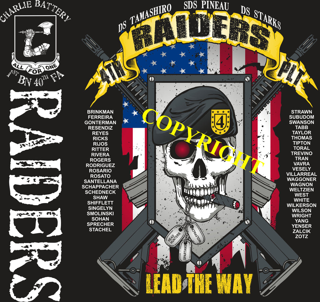 Platoon Shirts (2nd generation print) CHARLIE 1st 40th RAIDERS MAR 2019