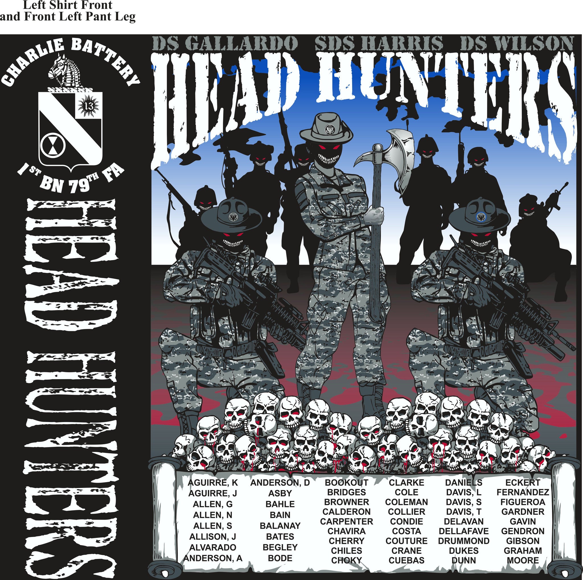 PLATOON SHIRTS (2nd generation print) CHARLIE 1st 79th HEAD HUNTERS FEB 2017