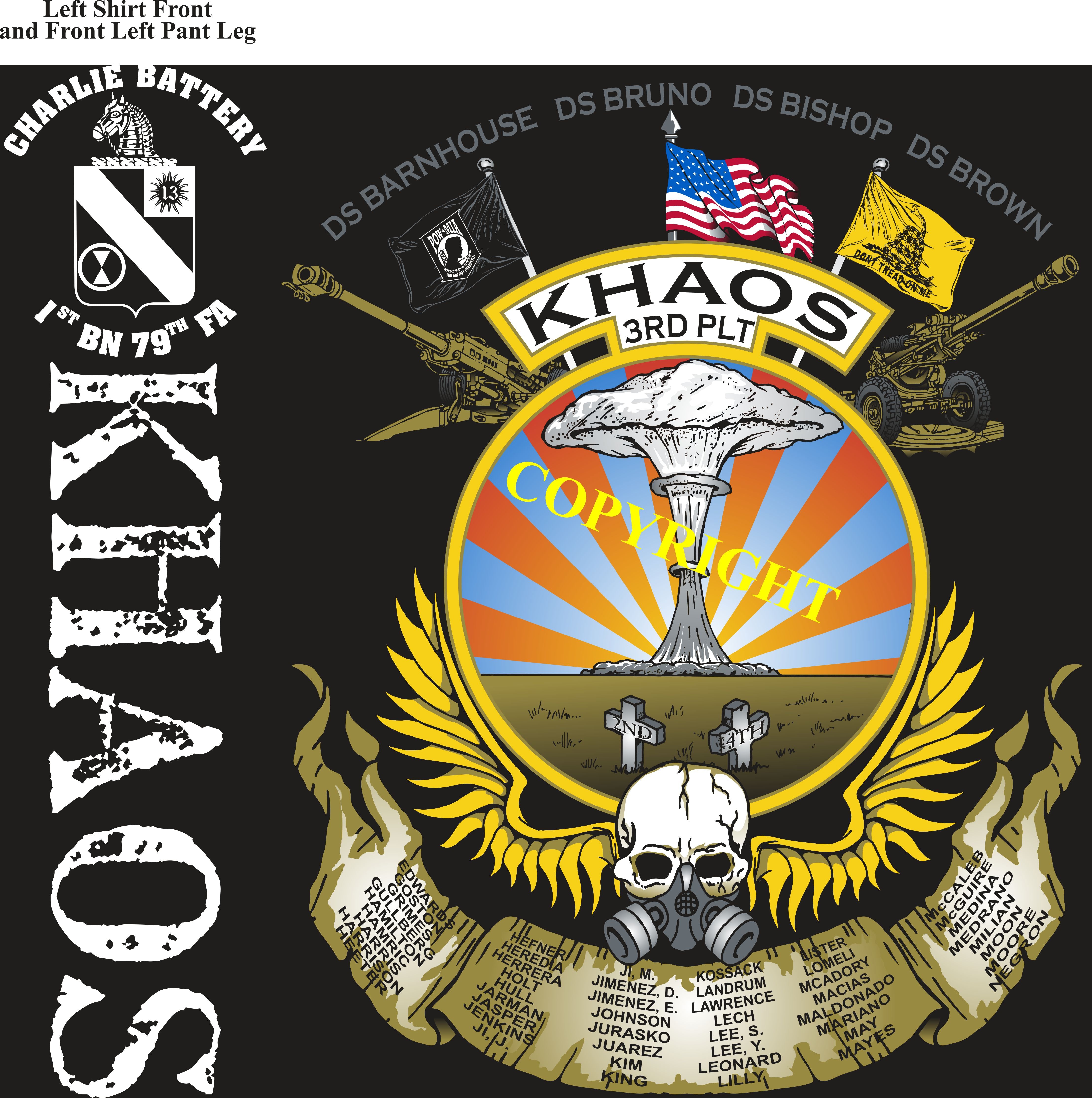 Platoon Shirts (2nd generation print) CHARLIE 1st 79th KHAOS FEB 2019