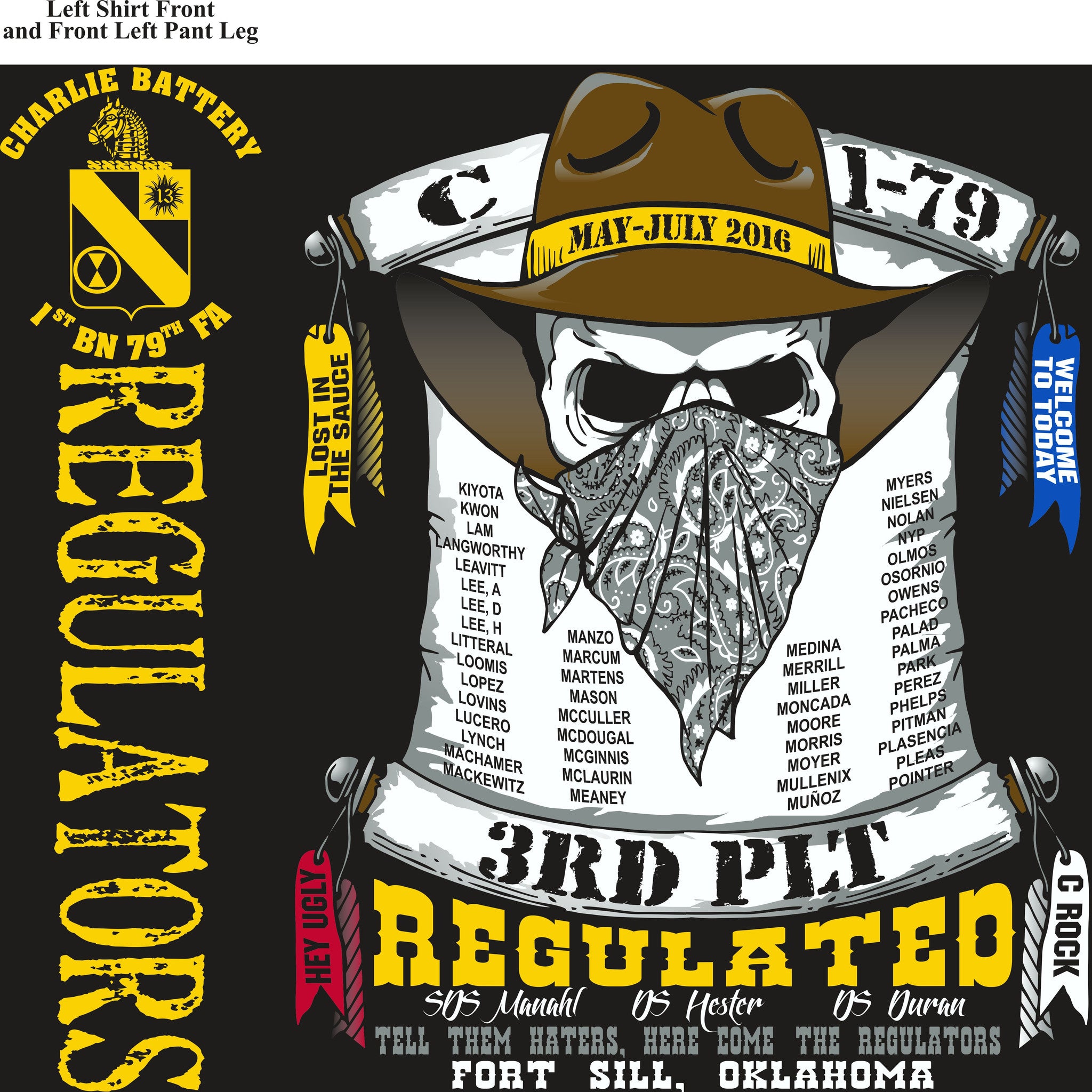PLATOON SHIRTS (2nd generation print) CHARLIE 1st 79th REGULATORS JULY 2016