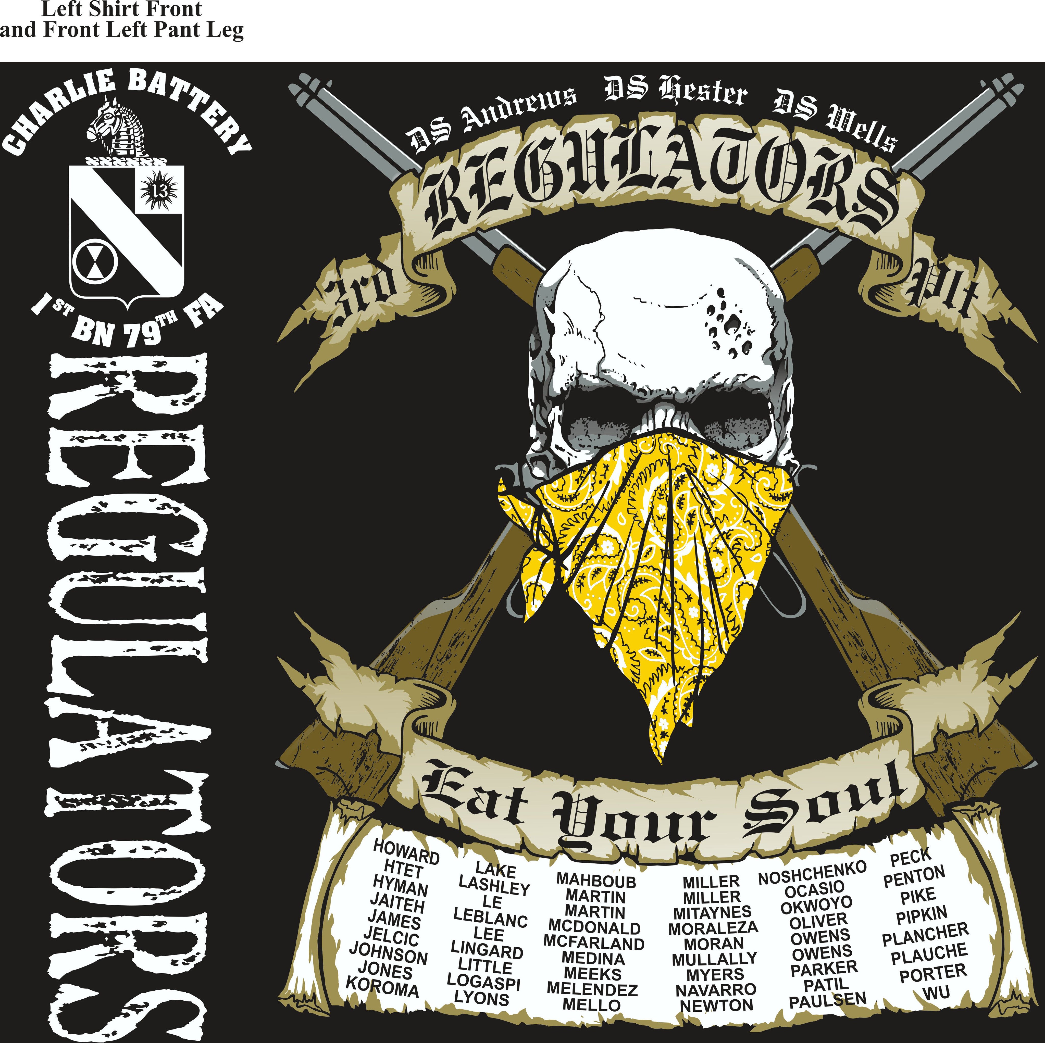 PLATOON SHIRTS (2nd generation print) CHARLIE 1st 79th REGULATORS JULY 2017