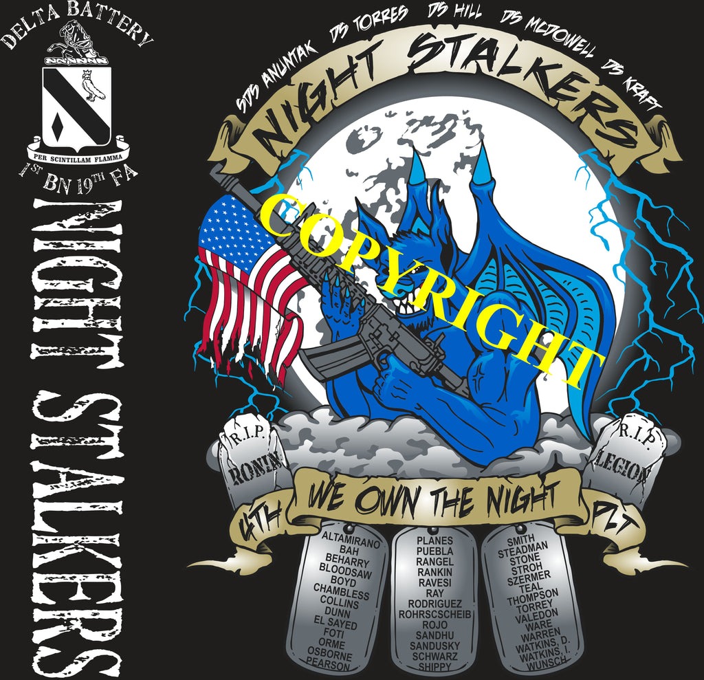 Platoon Shirts (2nd generation print) Delta 1st 19th NIGHT STALKERS MAY 2021