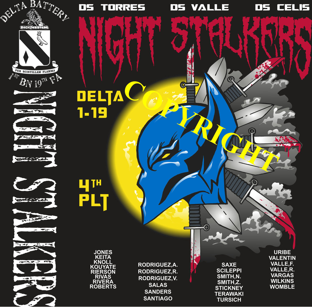 Platoon Shirts (2nd generation print) DELTA 1st 19th NIGHT STALKERS OCT 2020