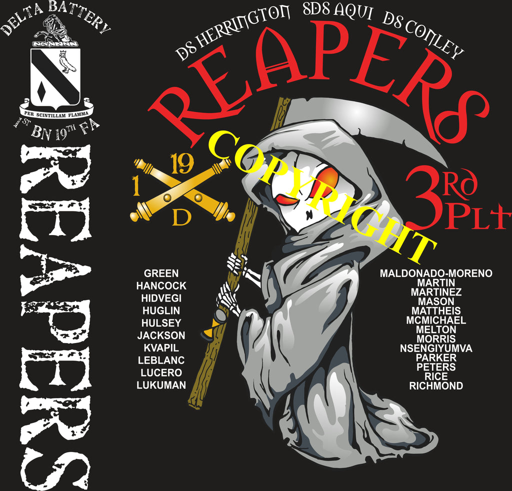 Platoon Shirts (2nd generation print) DELTA 1st 19th REAPERS OCT 2020