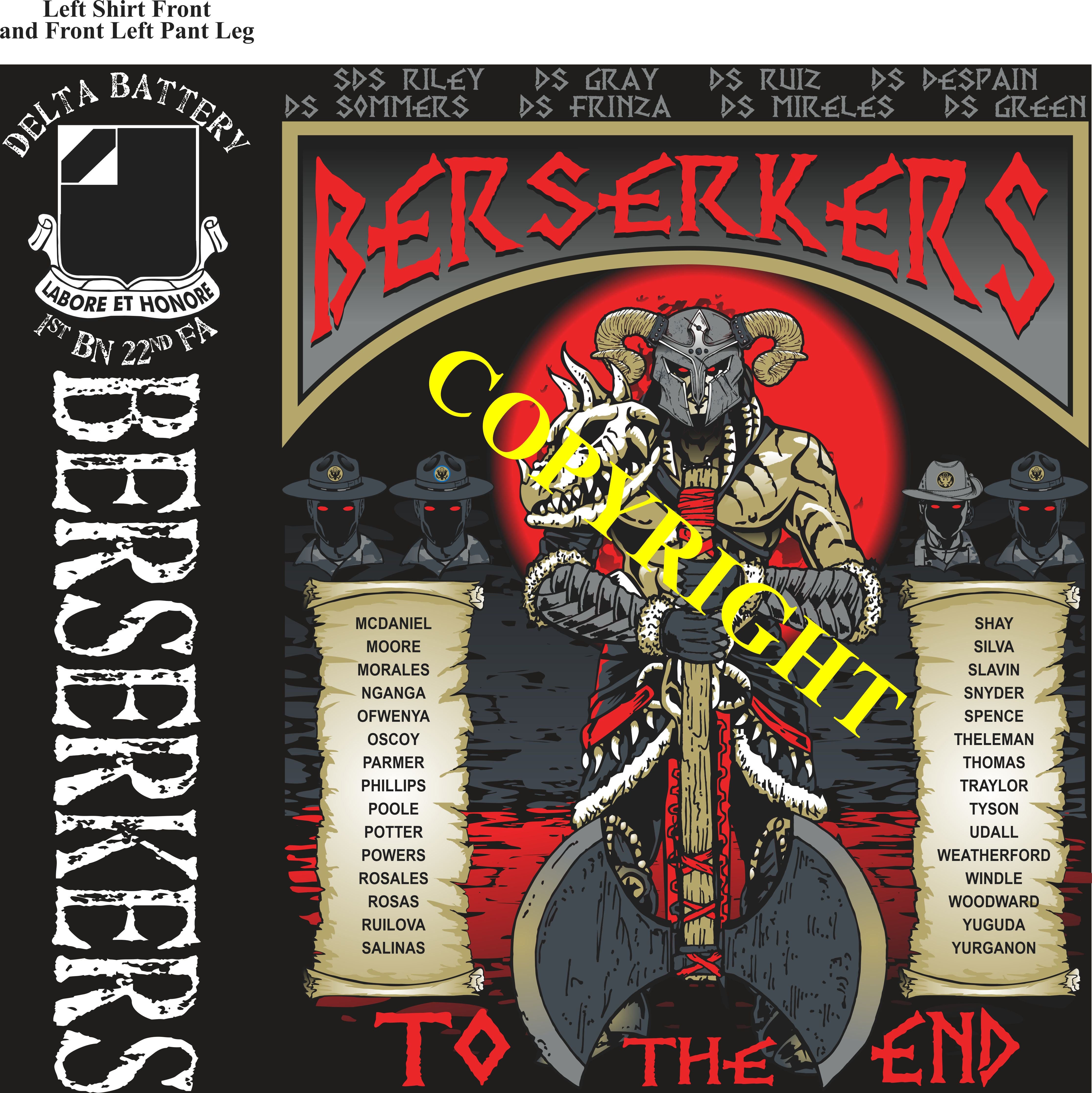 Platoon Items (2nd generation print) DELTA 1st 22nd BERSERKERS MAY 2022