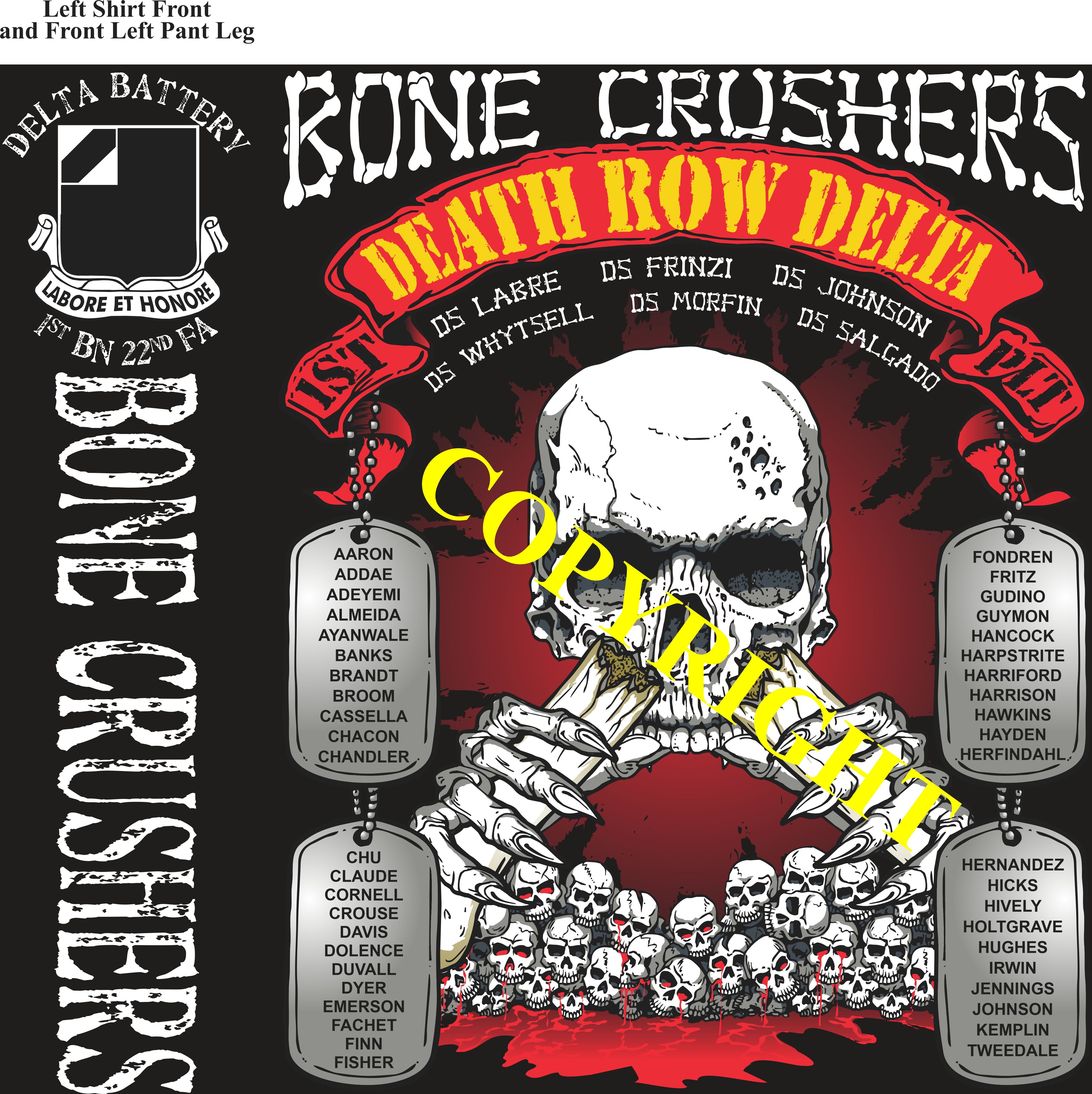 Platoon Items (2nd generation print) DELTA 1st 22nd BONE CRUSHERS AUG 2022